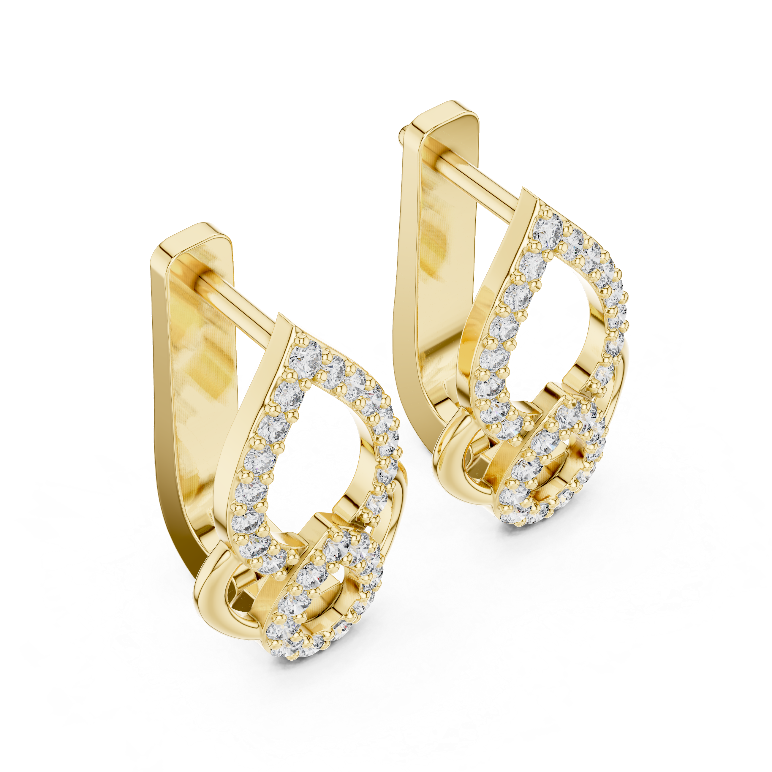 Pear Halo Diamond Drop Earrings in Yellow Gold - VYKA Diamonds