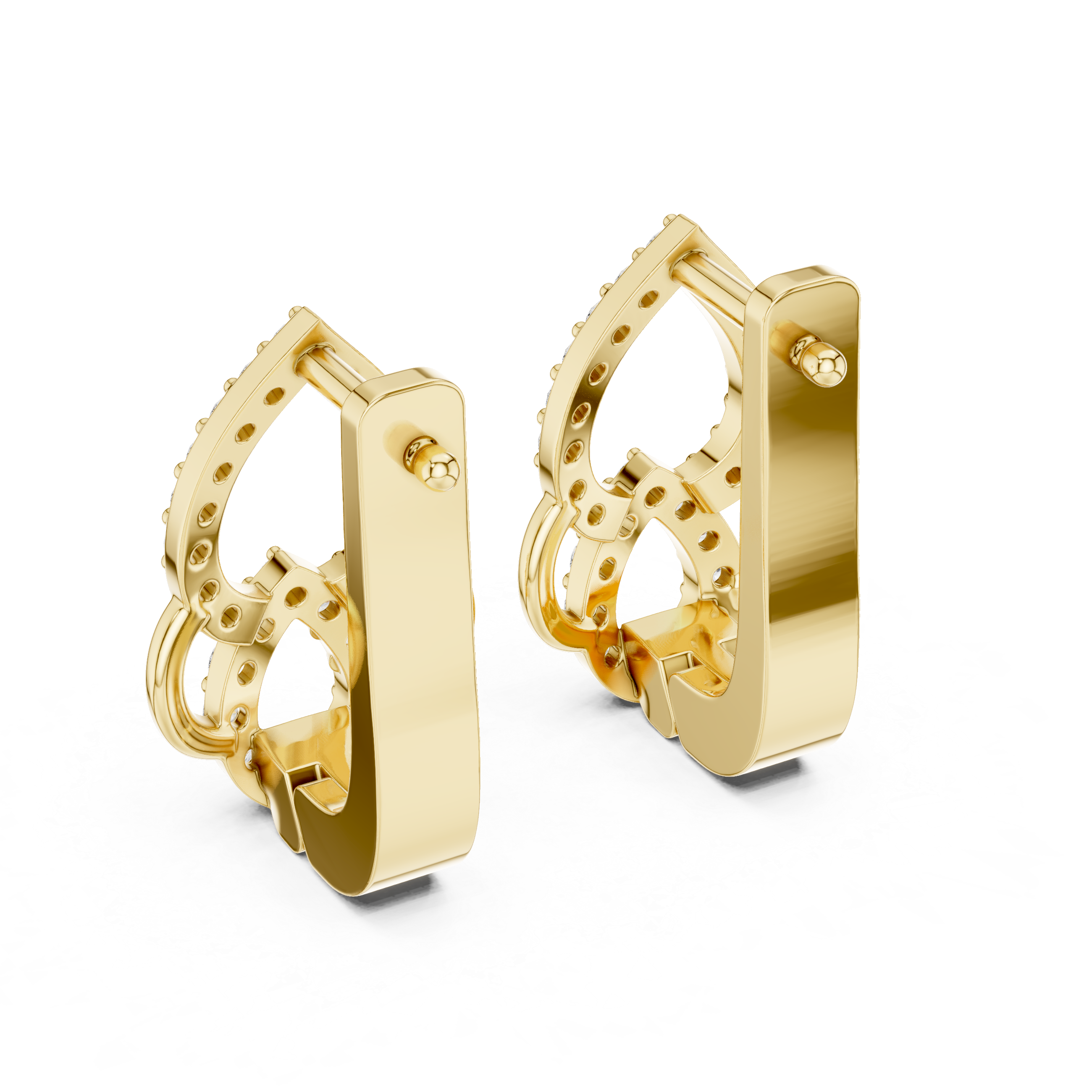 Pear Halo Diamond Drop Earrings in Yellow Gold - VYKA Diamonds
