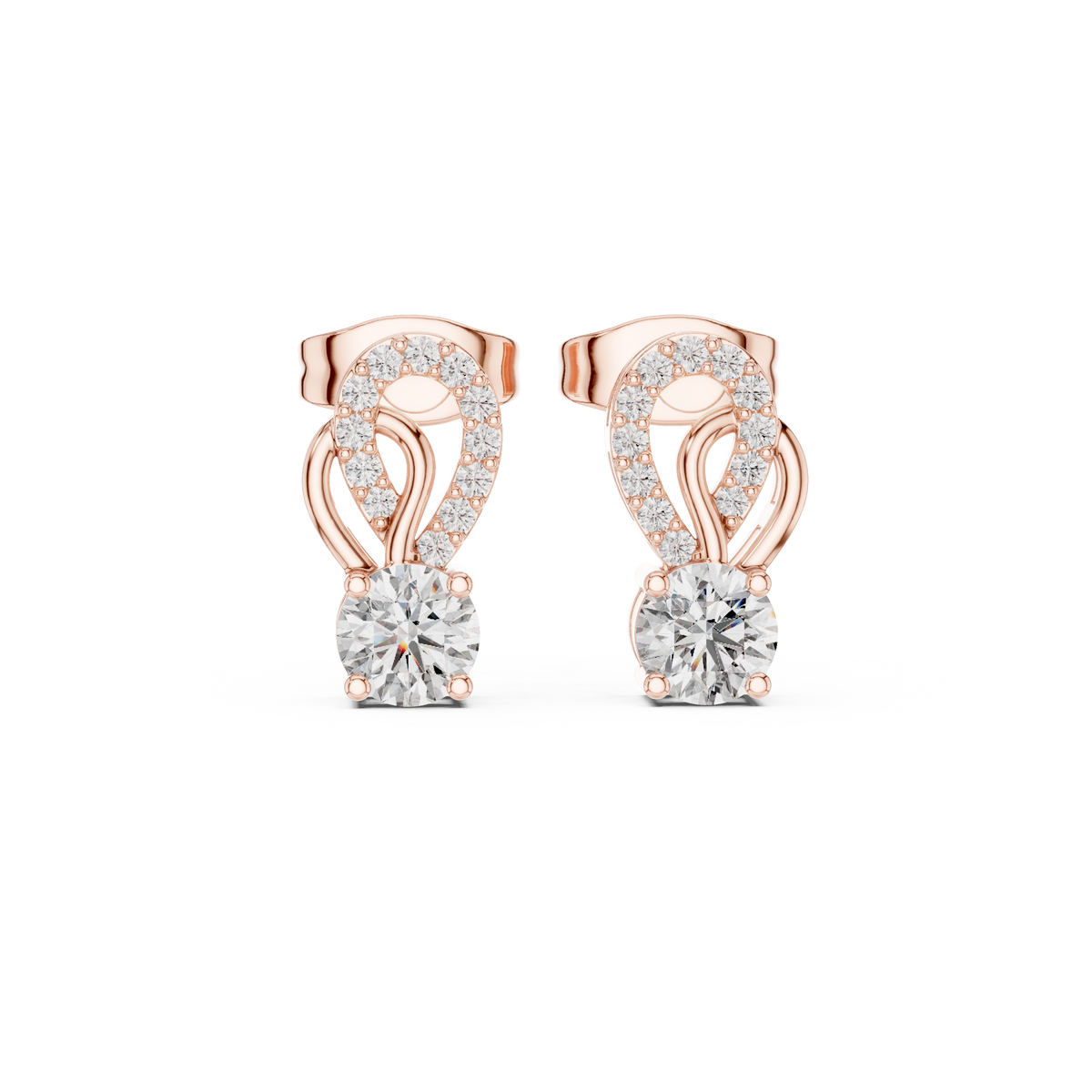 Graduated Stone Linear Diamond Stud Earrings