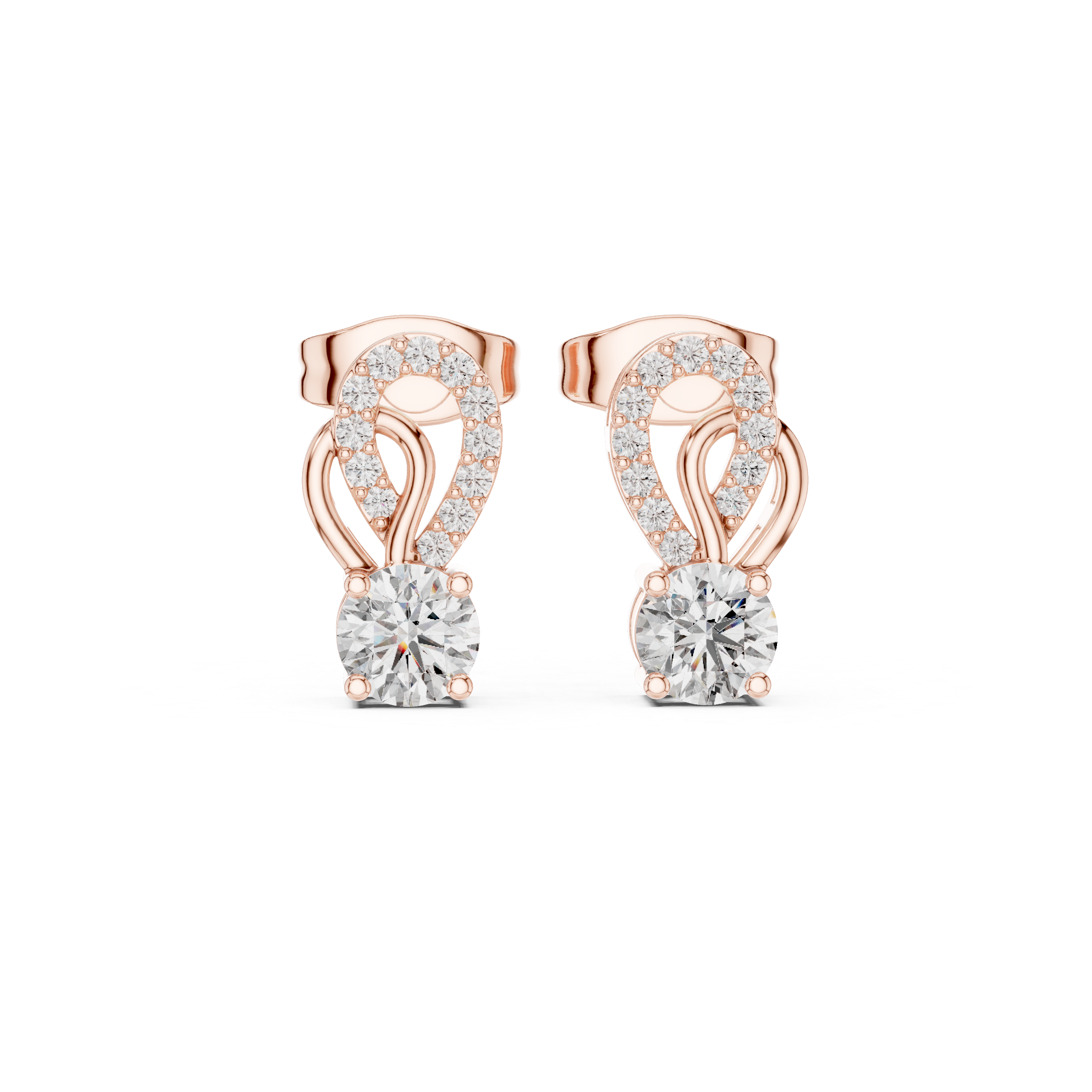حلقان متدرجة من حجر الألماس المتدلي in Rose Gold - VYKA Diamonds