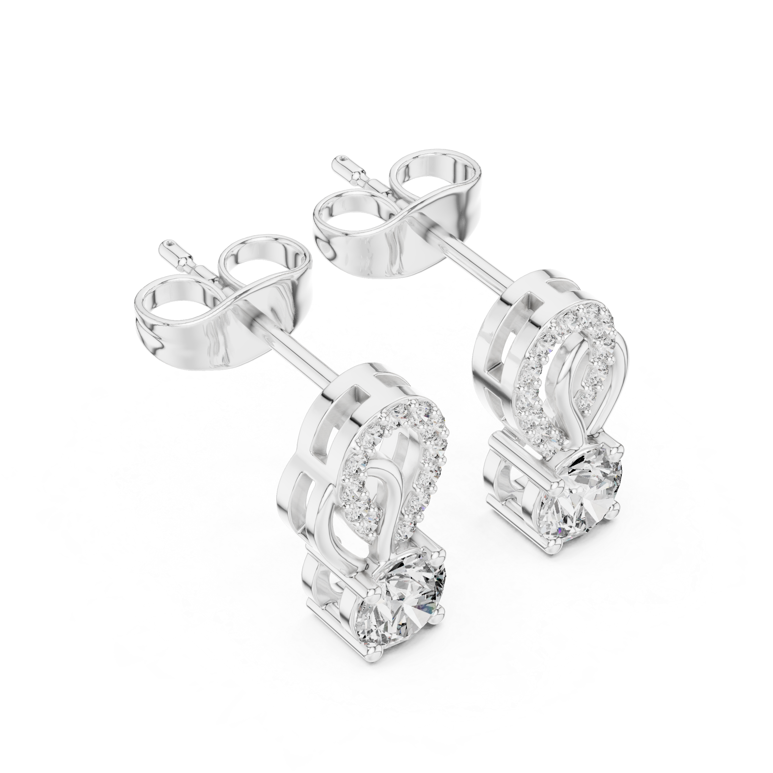 حلقان متدرجة من حجر الألماس المتدلي in White Gold - VYKA Diamonds