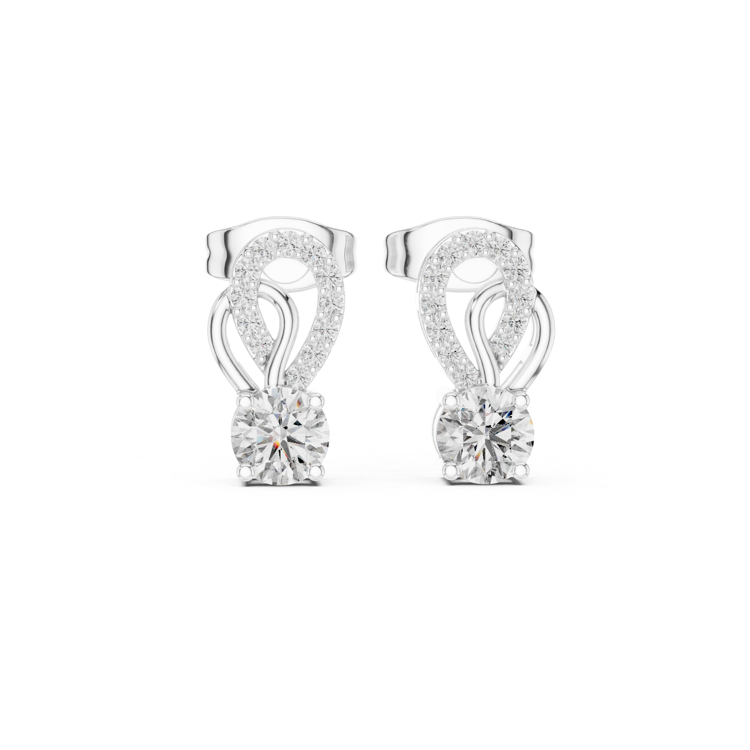 حلقان متدرجة من حجر الألماس المتدلي in White Gold - VYKA Diamonds