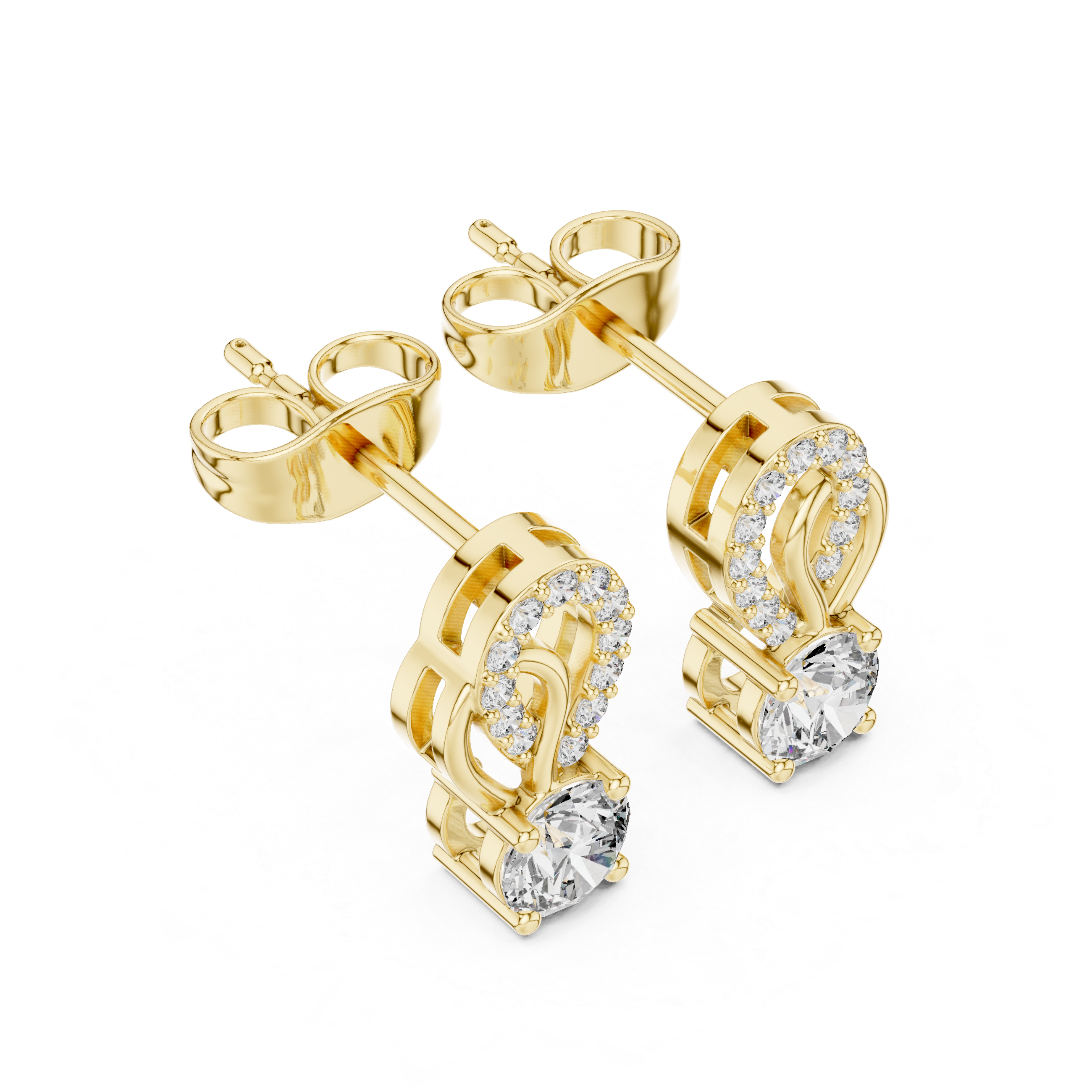 حلقان متدرجة من حجر الألماس المتدلي in Yellow Gold - VYKA Diamonds