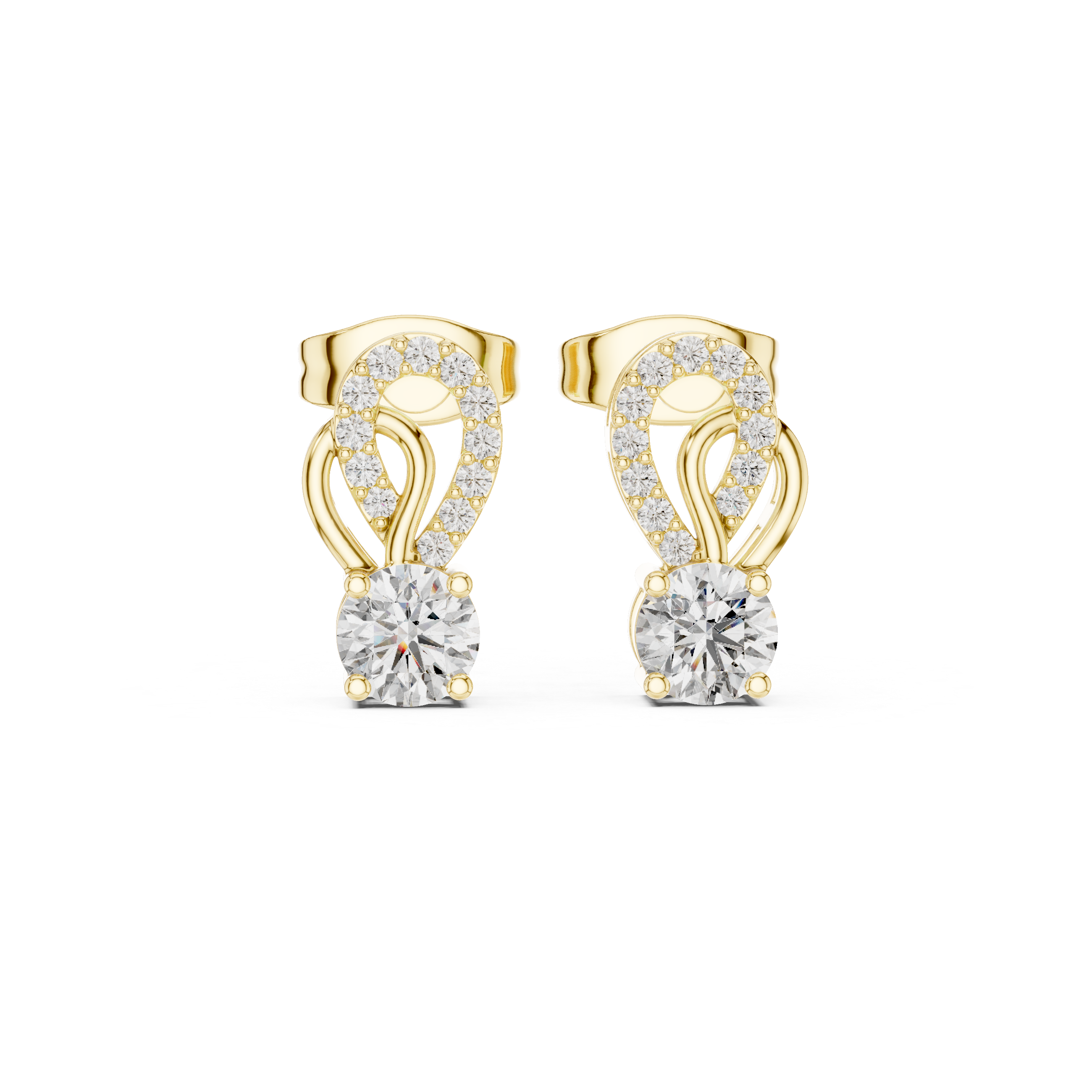 حلقان متدرجة من حجر الألماس المتدلي in Yellow Gold - VYKA Diamonds