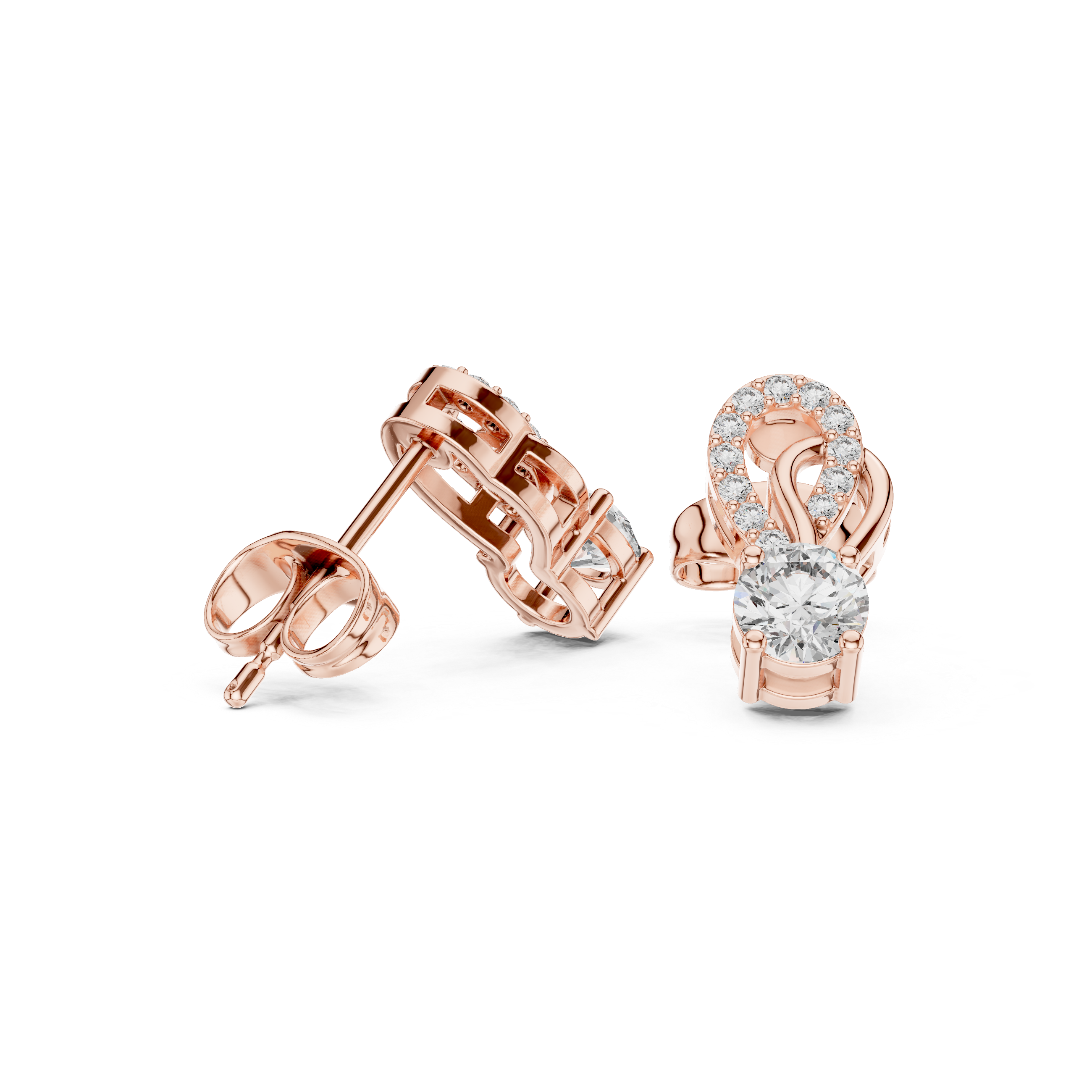 حلقان متدرجة من حجر الألماس المتدلي in Rose Gold - VYKA Diamonds