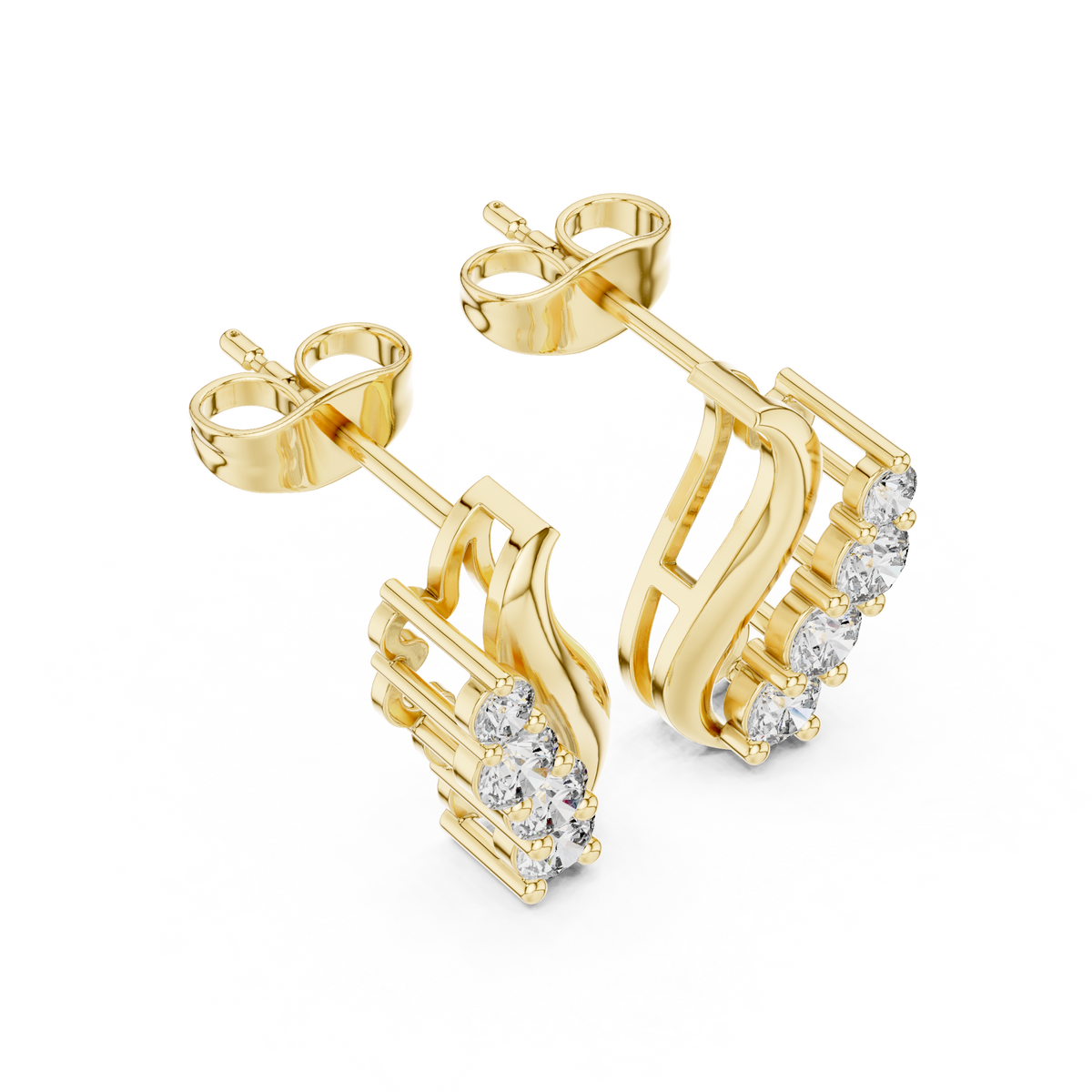 Linear Graduated Diamond Stud Earrings