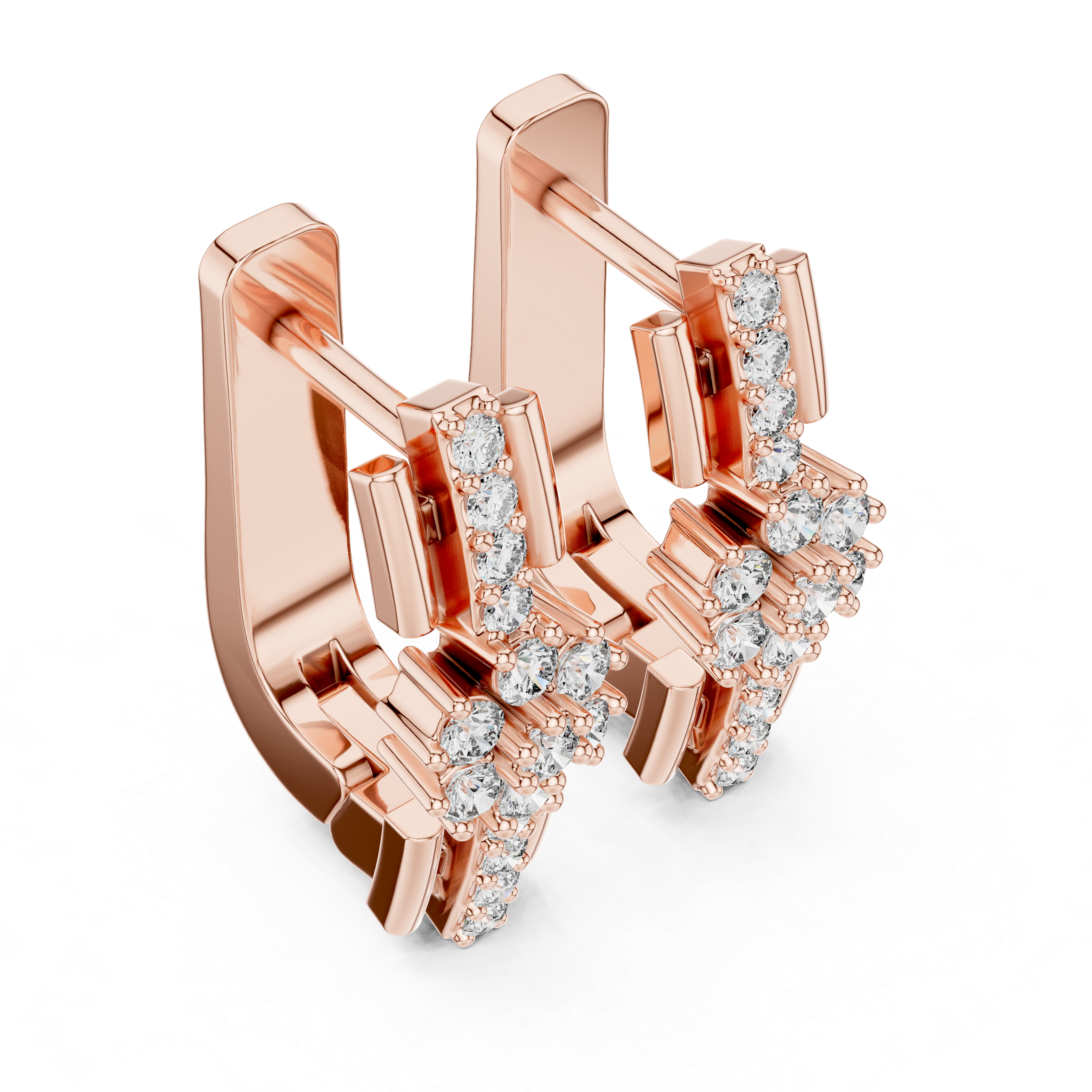 Stacked Floral Diamond Huggie Earrings in Rose Gold - VYKA Diamonds