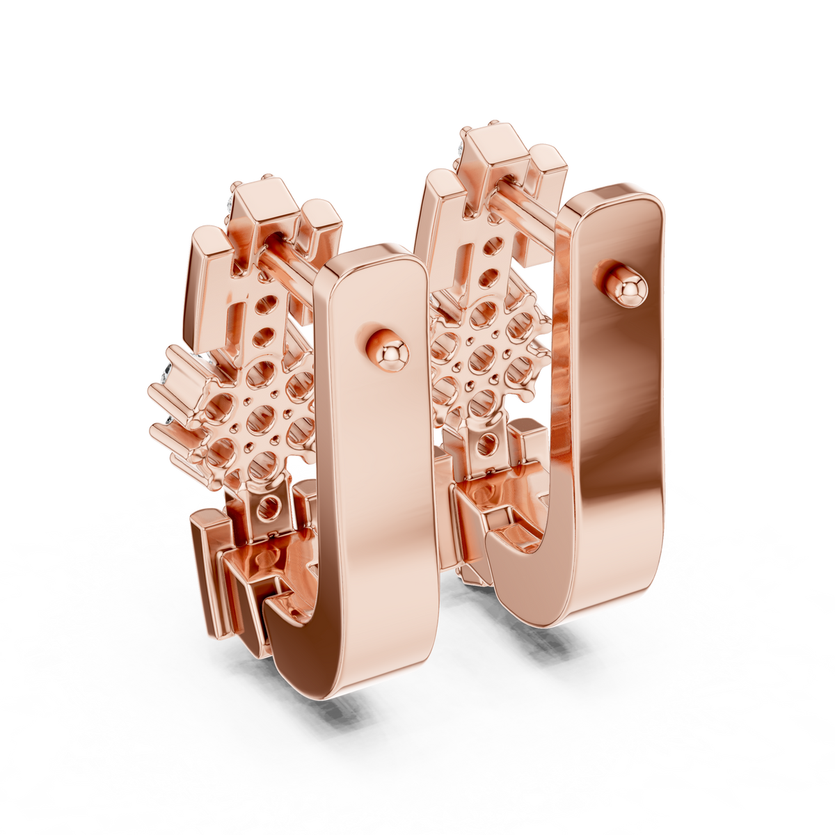 Stacked Floral Diamond Huggie Earrings