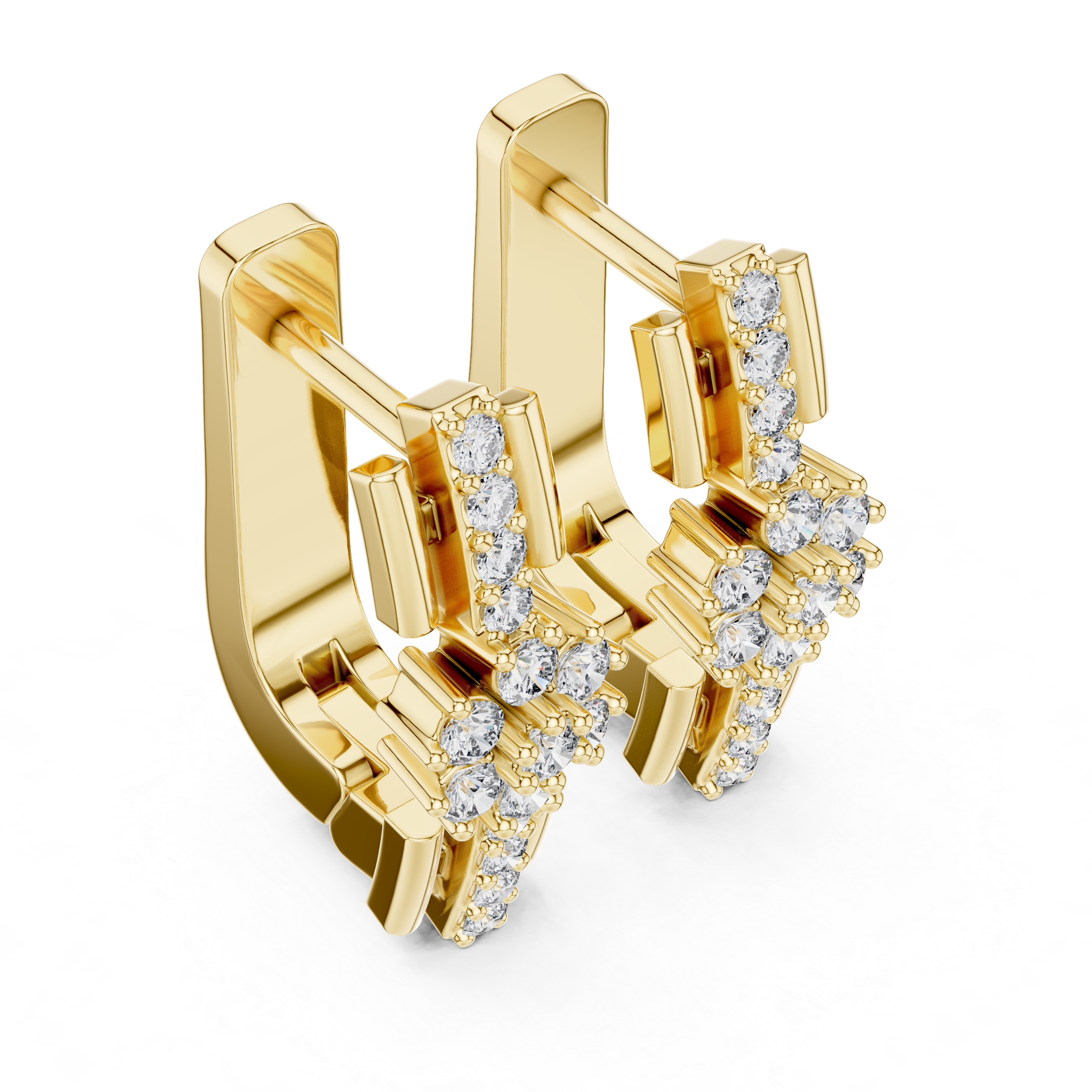 Stacked Floral Diamond Huggie Earrings in Yellow Gold - VYKA Diamonds
