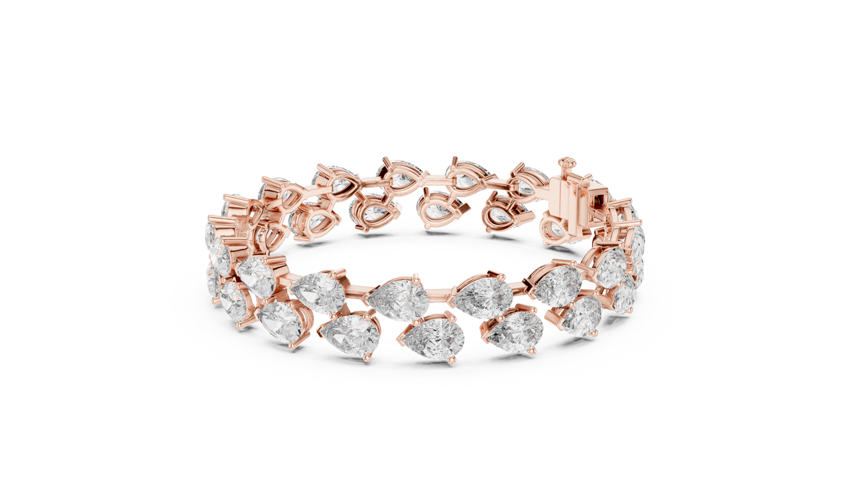 Double Row Pear Diamond Tennis Bracelet