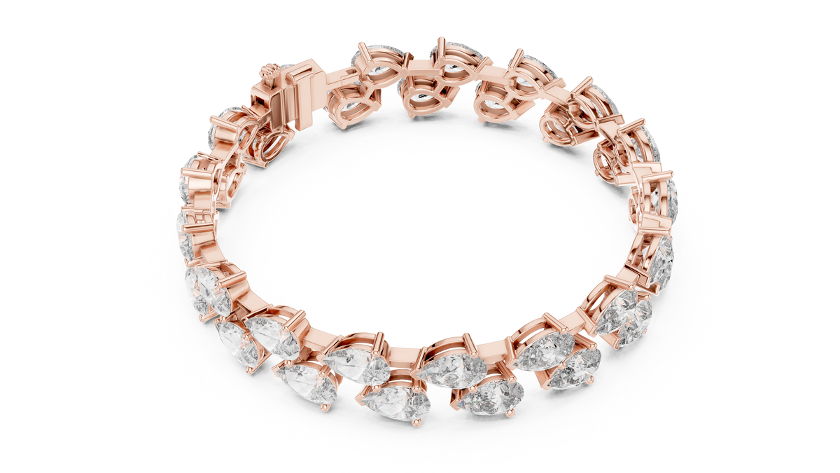 سوار تنس بصفّين من ألماس الكمثرى in Rose Gold - VYKA Diamonds