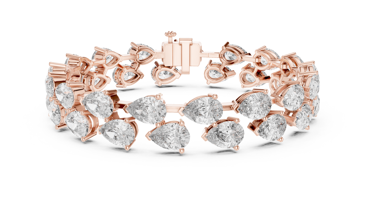 Double Row Pear Diamond Tennis Bracelet