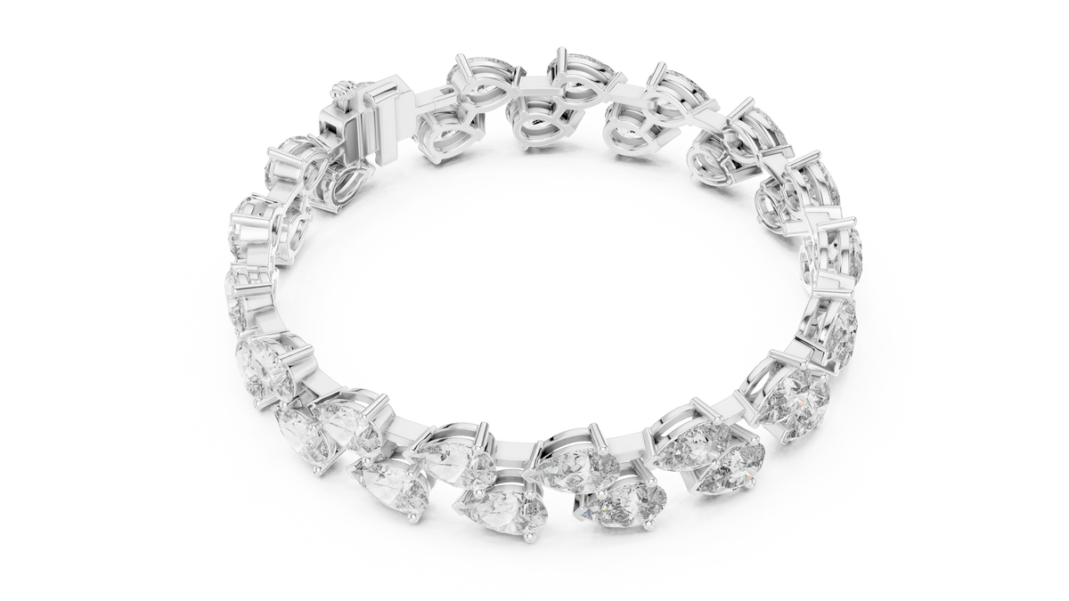 Double Row Pear Diamond Tennis Bracelet