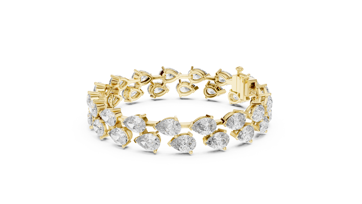 Double Row Pear Diamond Tennis Bracelet
