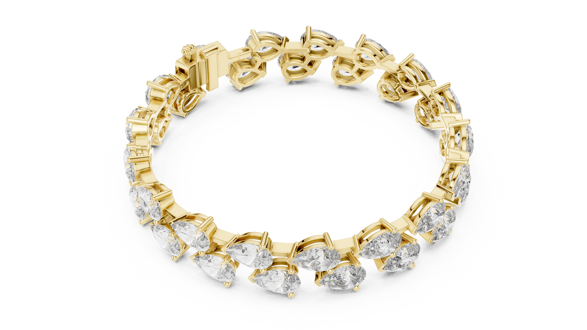 Double Row Pear Diamond Tennis Bracelet