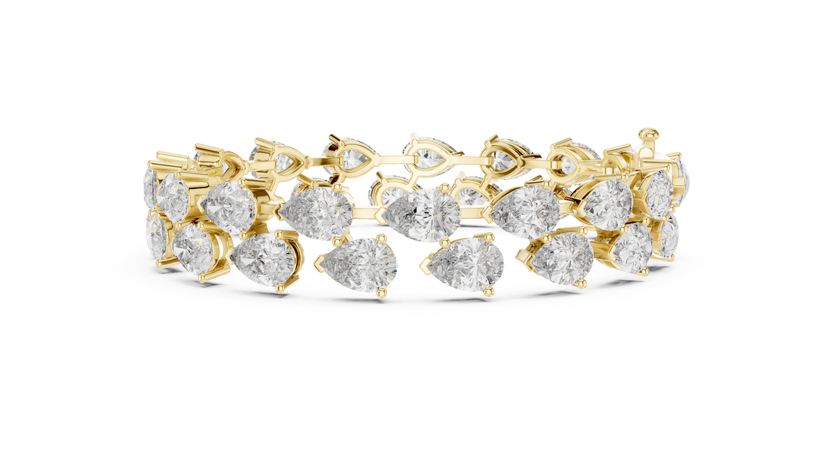 سوار تنس بصفّين من ألماس الكمثرى in Yellow Gold - VYKA Diamonds