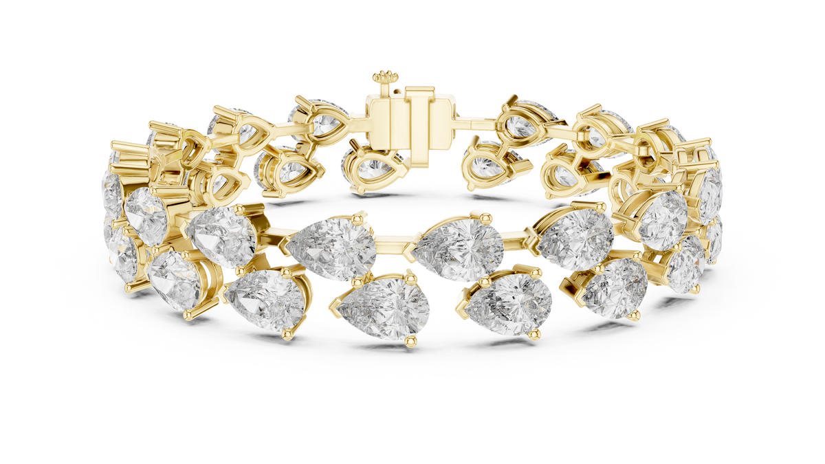 Double Row Pear Diamond Tennis Bracelet