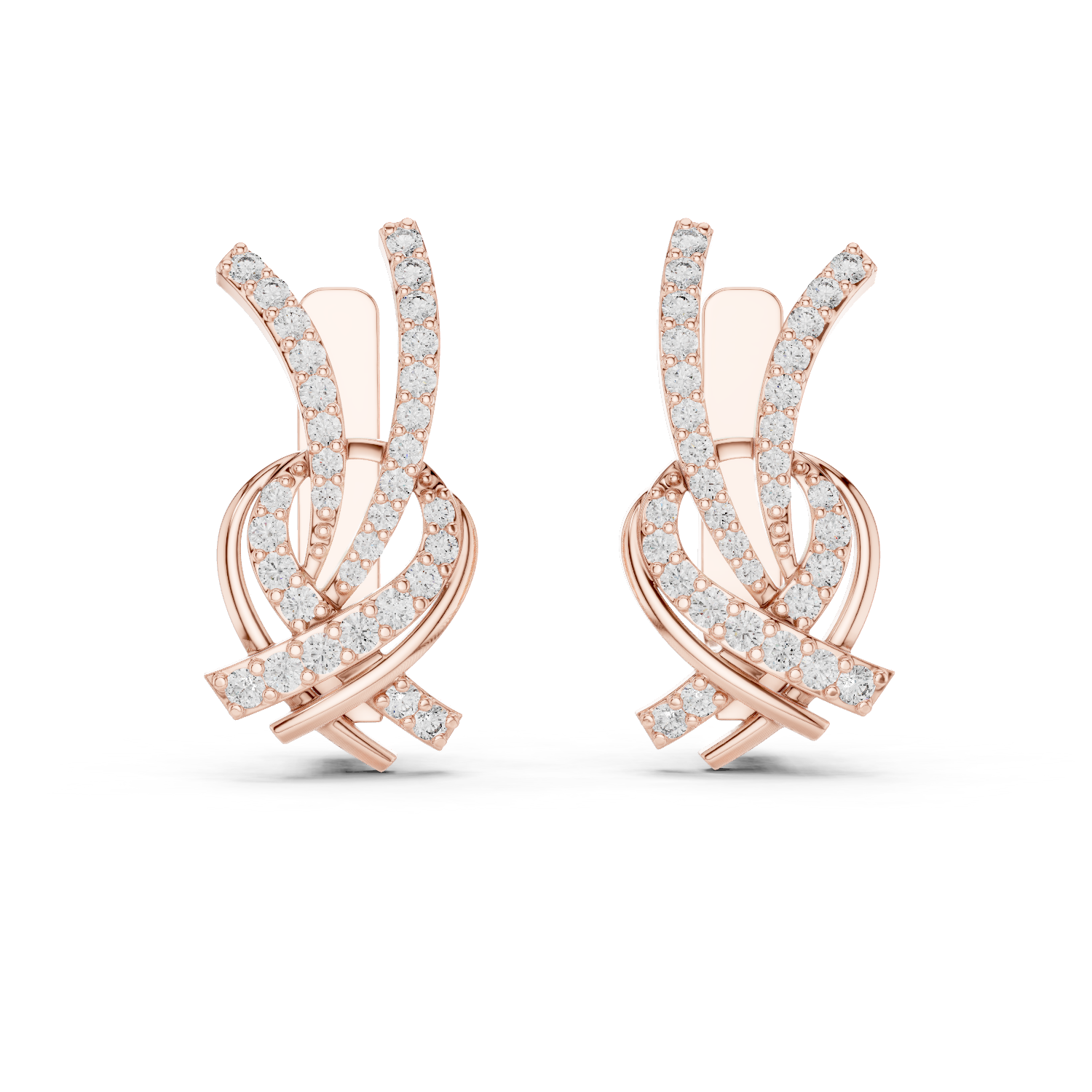 Twisted Ribbon Diamond Earrings in Rose Gold - VYKA Diamonds