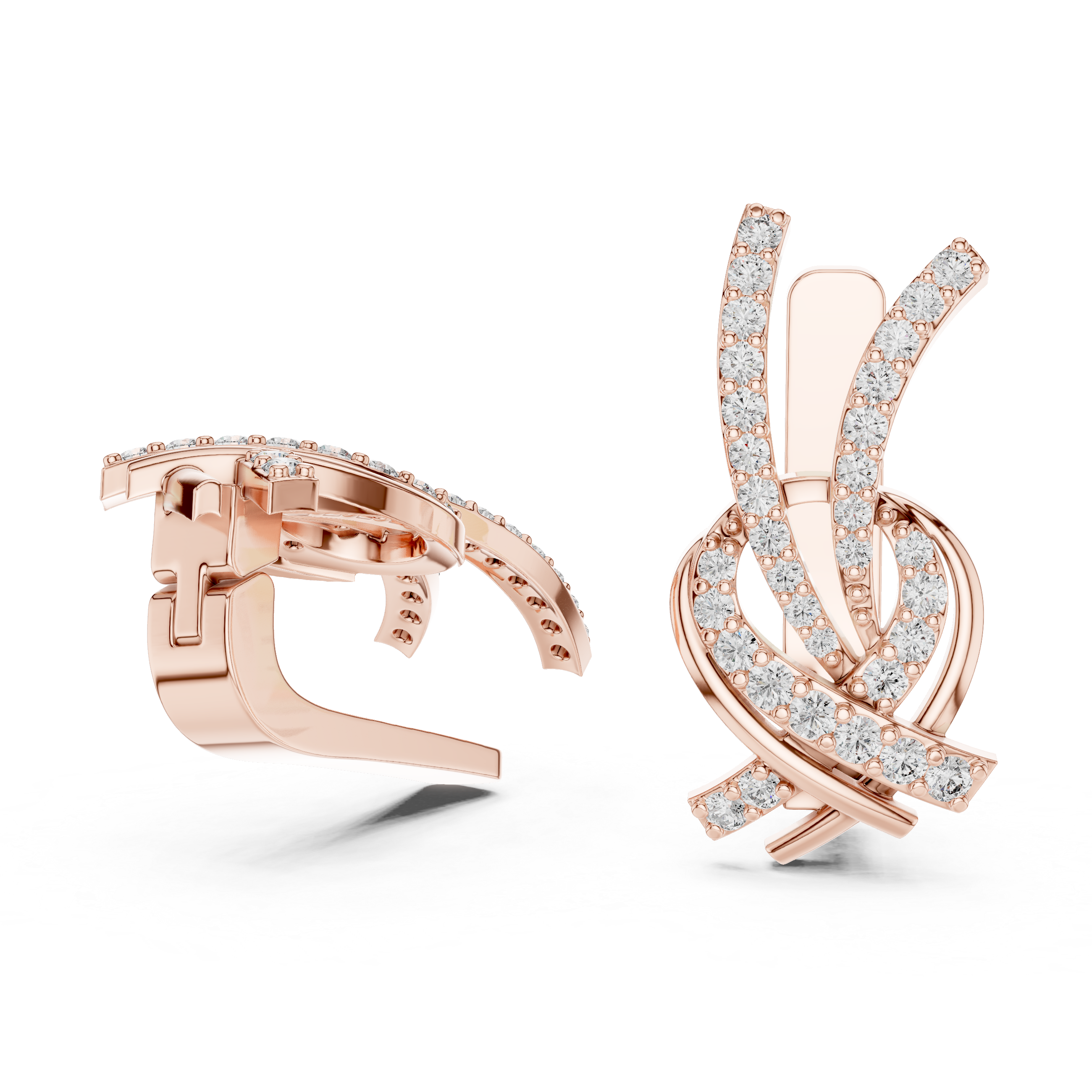 Twisted Ribbon Diamond Earrings in Rose Gold - VYKA Diamonds