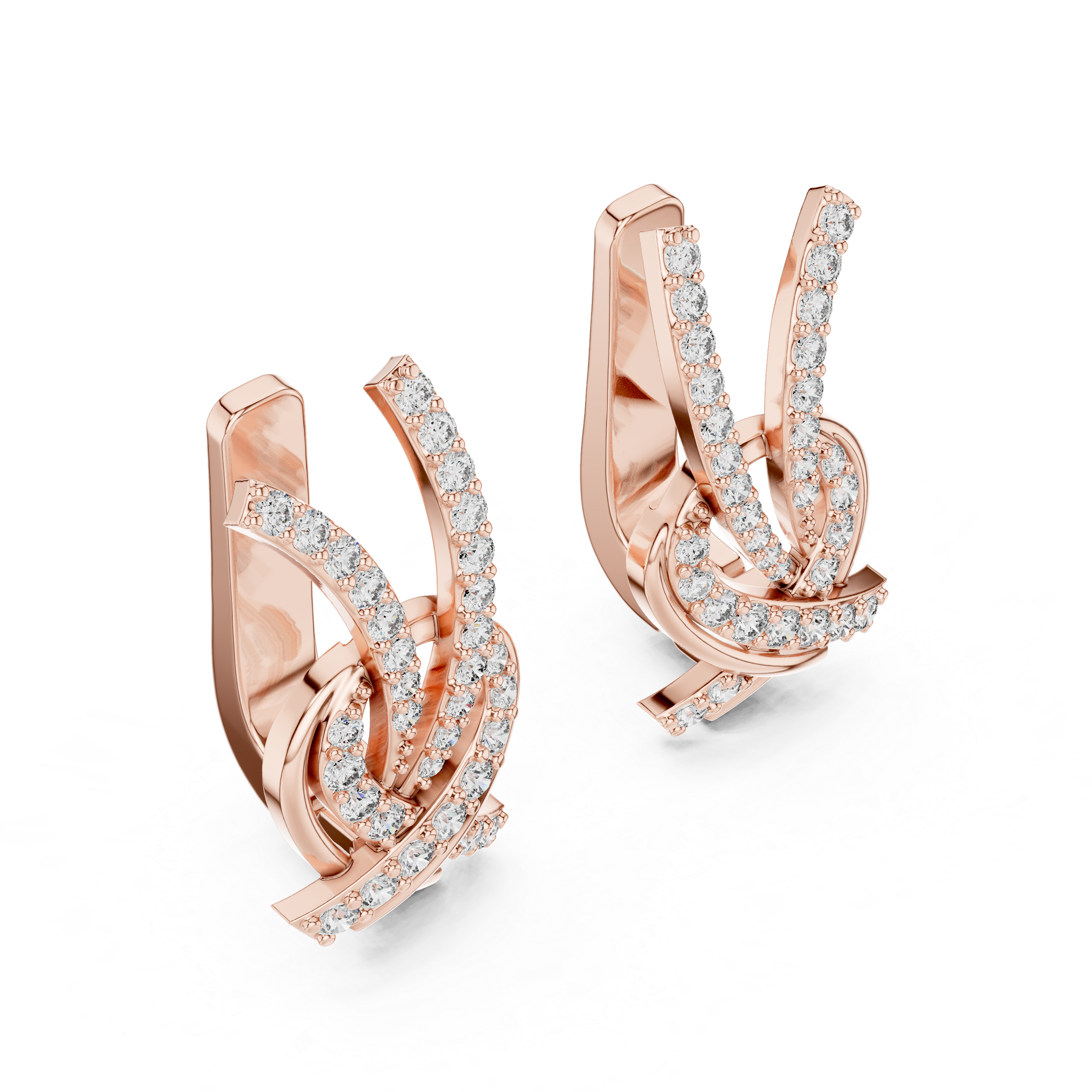 Twisted Ribbon Diamond Earrings in Rose Gold - VYKA Diamonds
