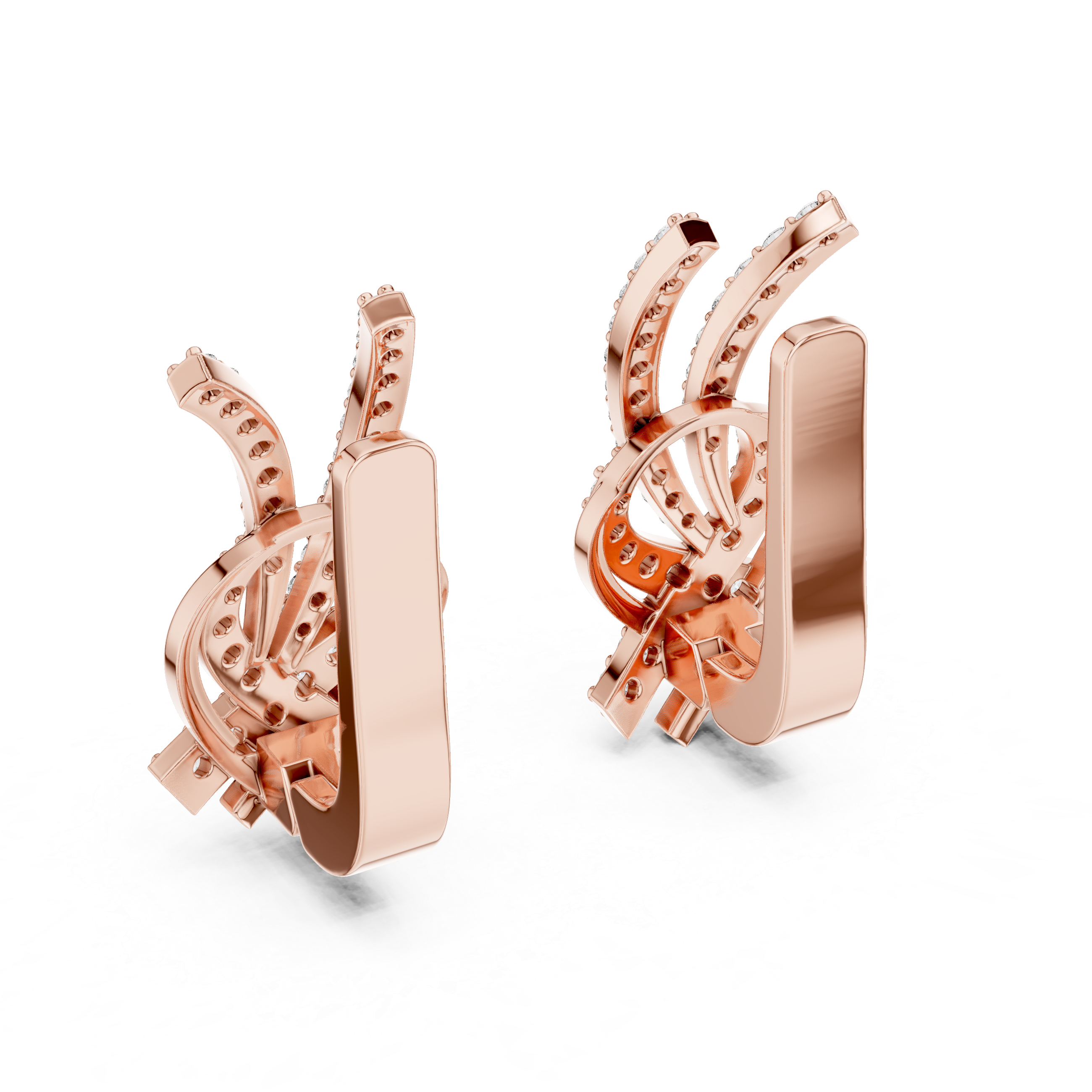 Twisted Ribbon Diamond Earrings in Rose Gold - VYKA Diamonds
