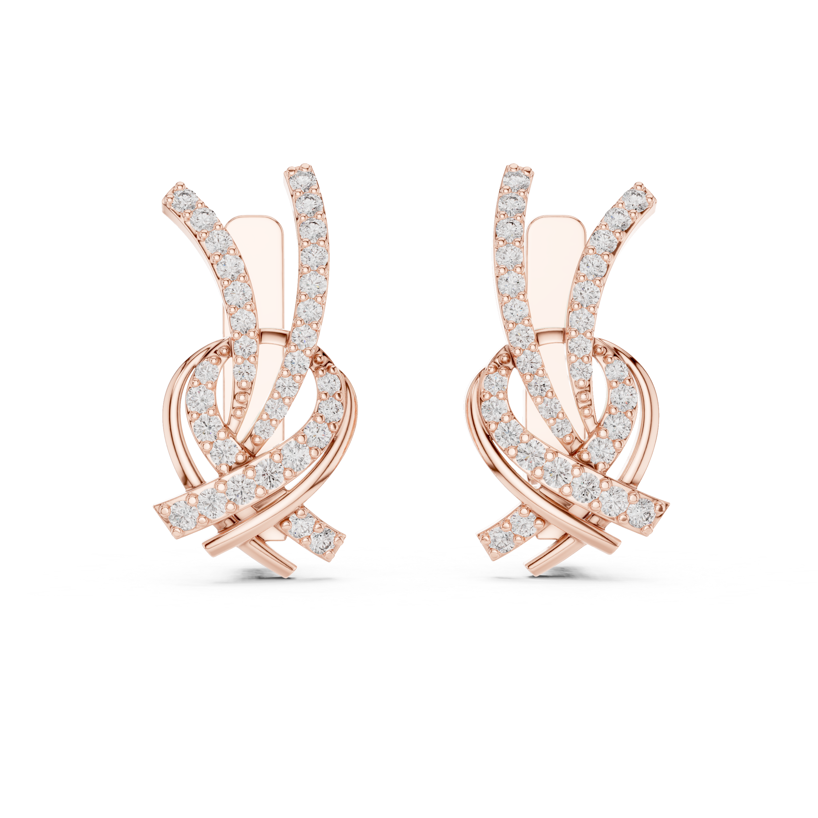 Twisted Ribbon Diamond Earrings in Rose Gold - VYKA Diamonds
