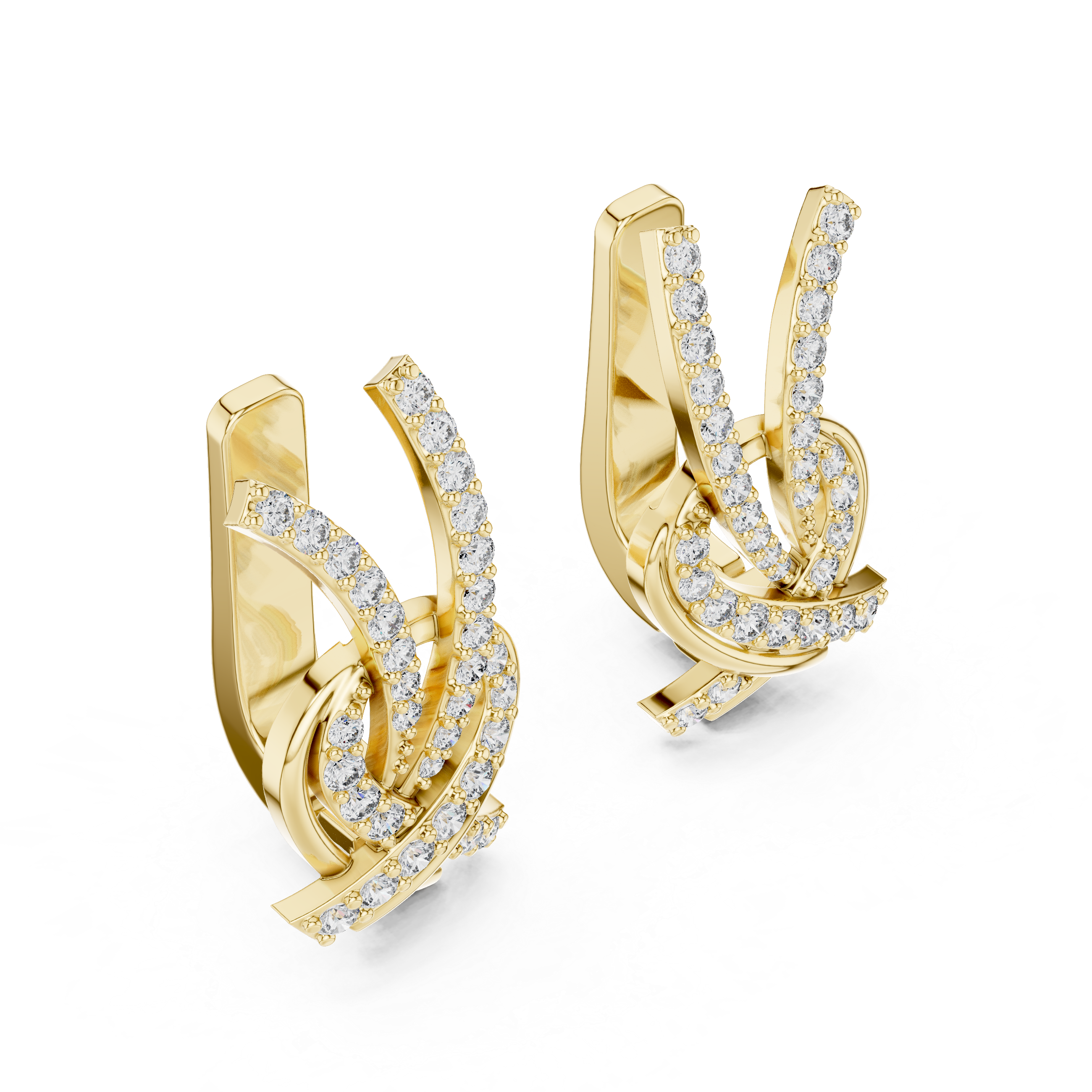 Twisted Ribbon Diamond Earrings in Yellow Gold - VYKA Diamonds