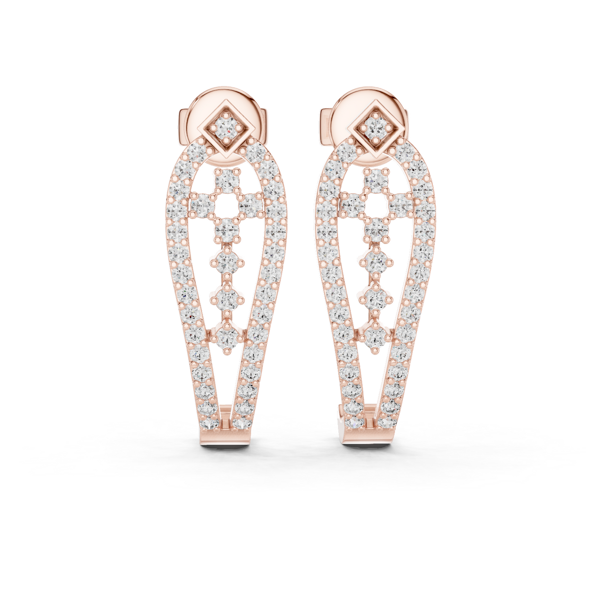Teardrop Cathedral Diamond Earrings
