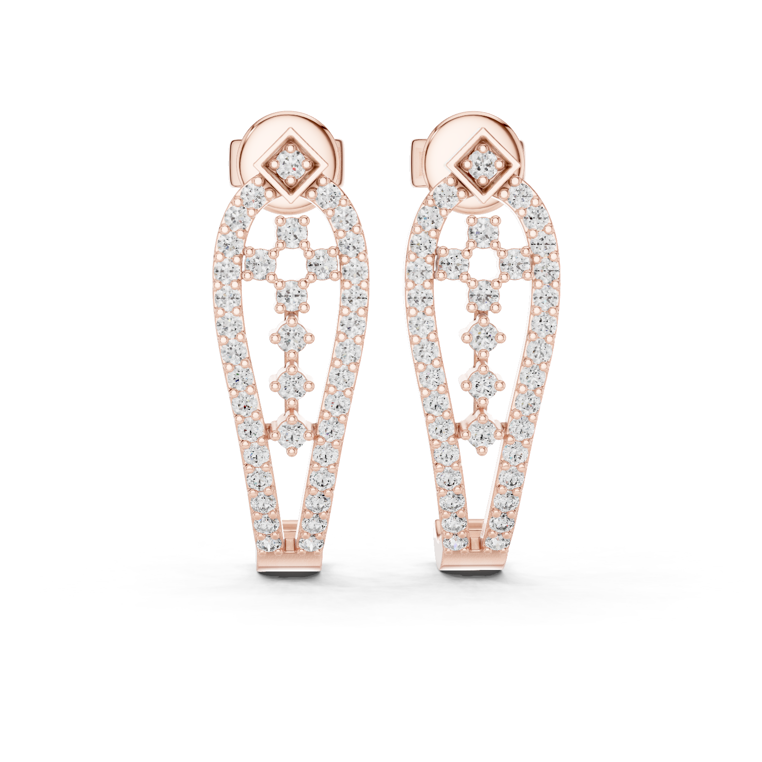 حلقان ألماسية على شكل قطرة دمعة in Rose Gold - VYKA Diamonds