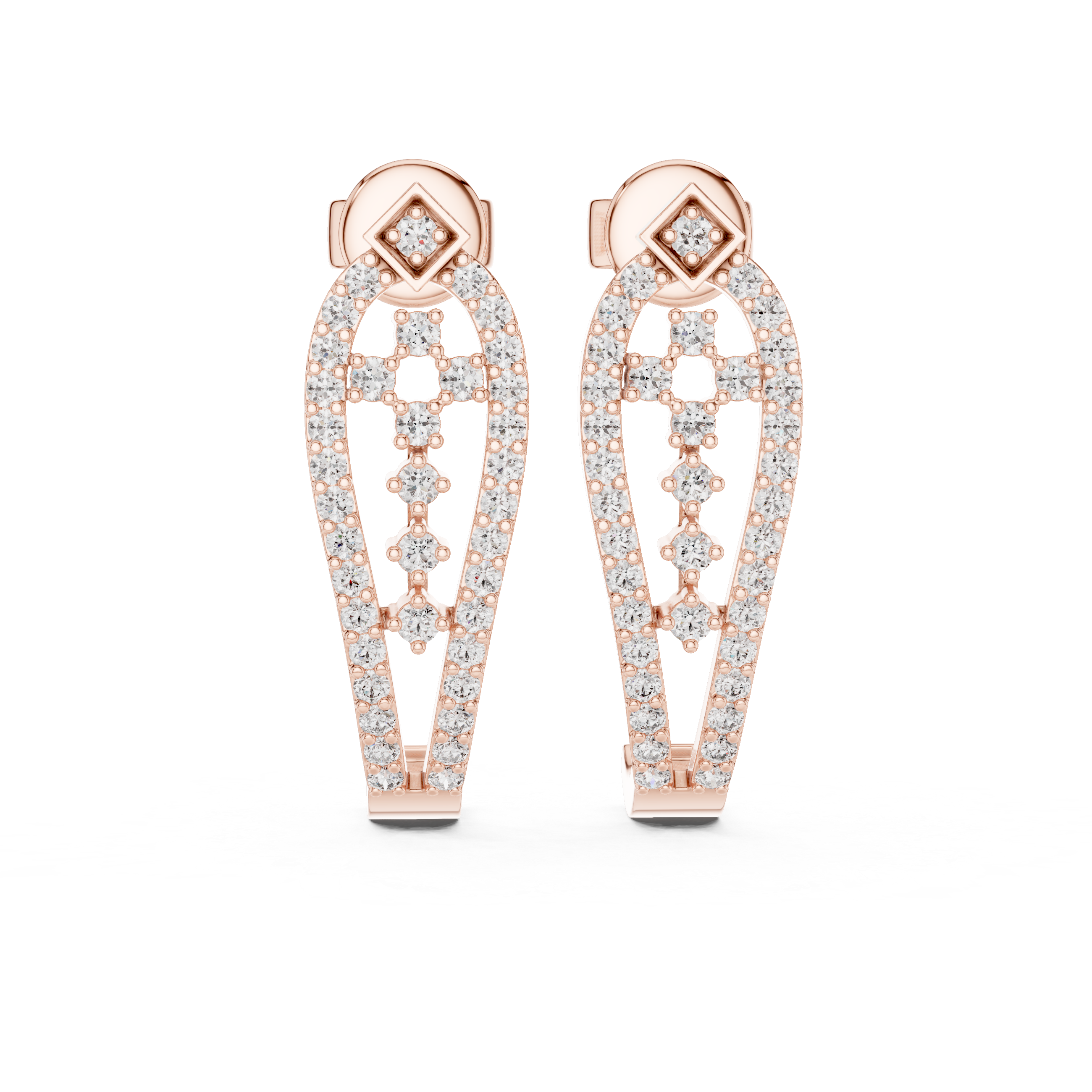 حلقان ألماسية على شكل قطرة دمعة in Rose Gold - VYKA Diamonds