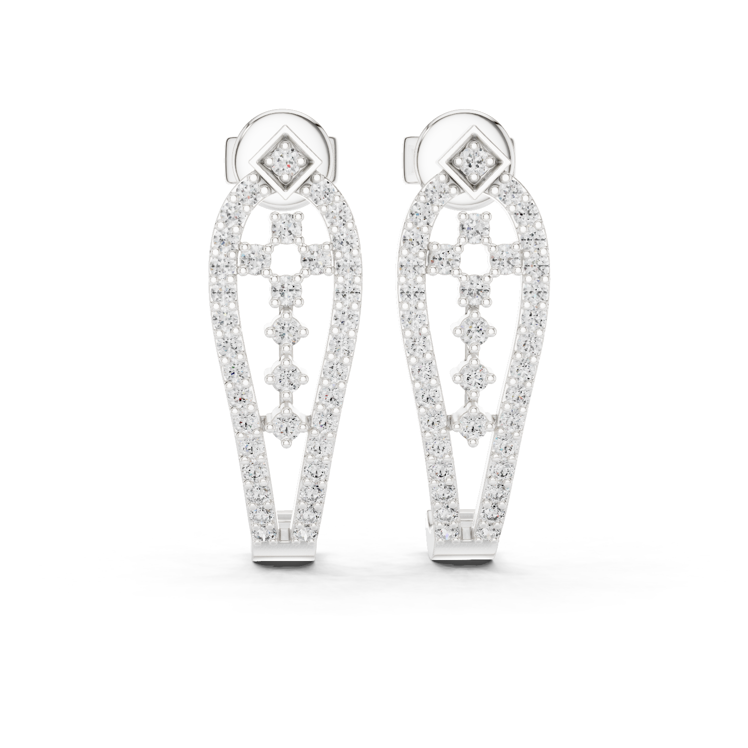 حلقان ألماسية على شكل قطرة دمعة in White Gold - VYKA Diamonds