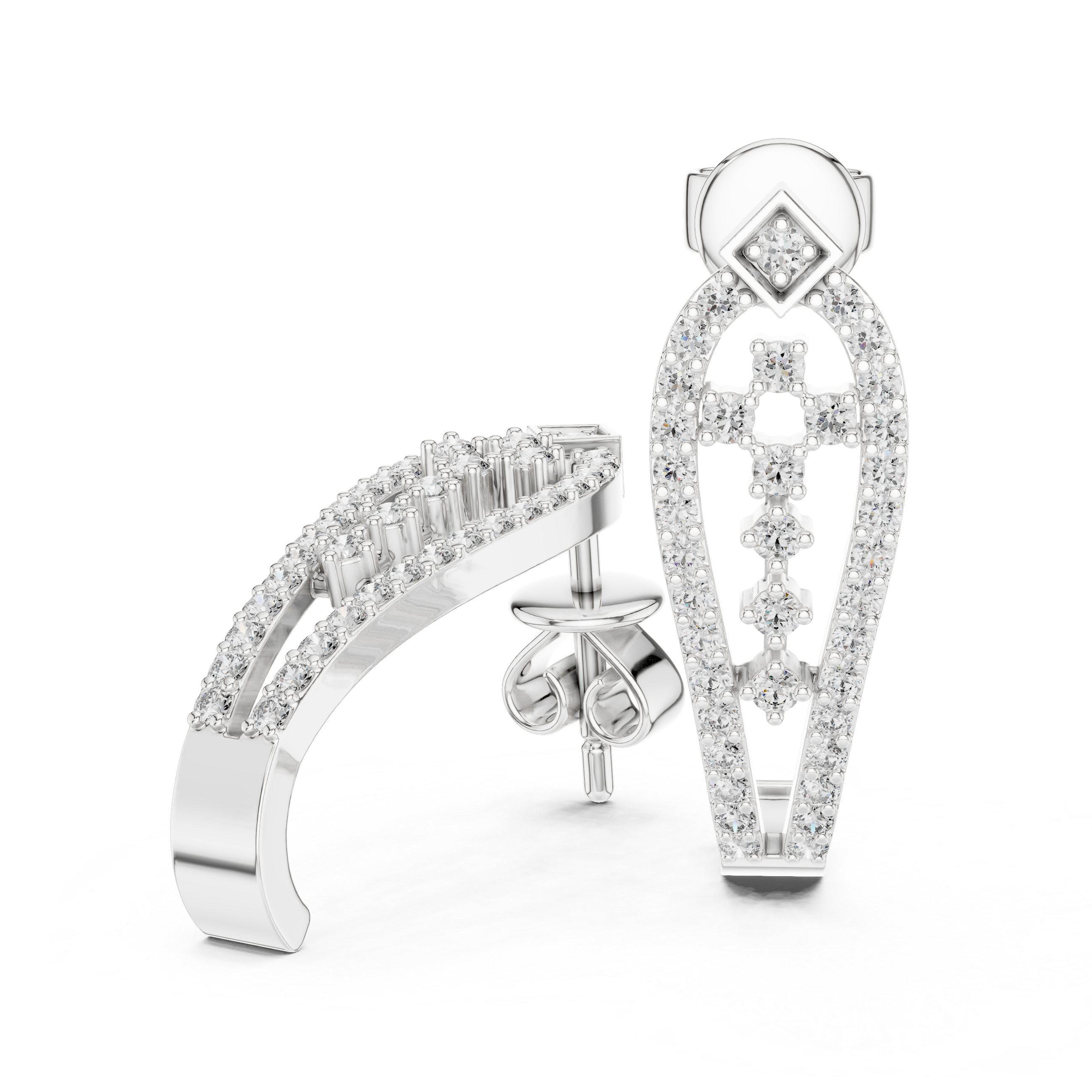 حلقان ألماسية على شكل قطرة دمعة in White Gold - VYKA Diamonds