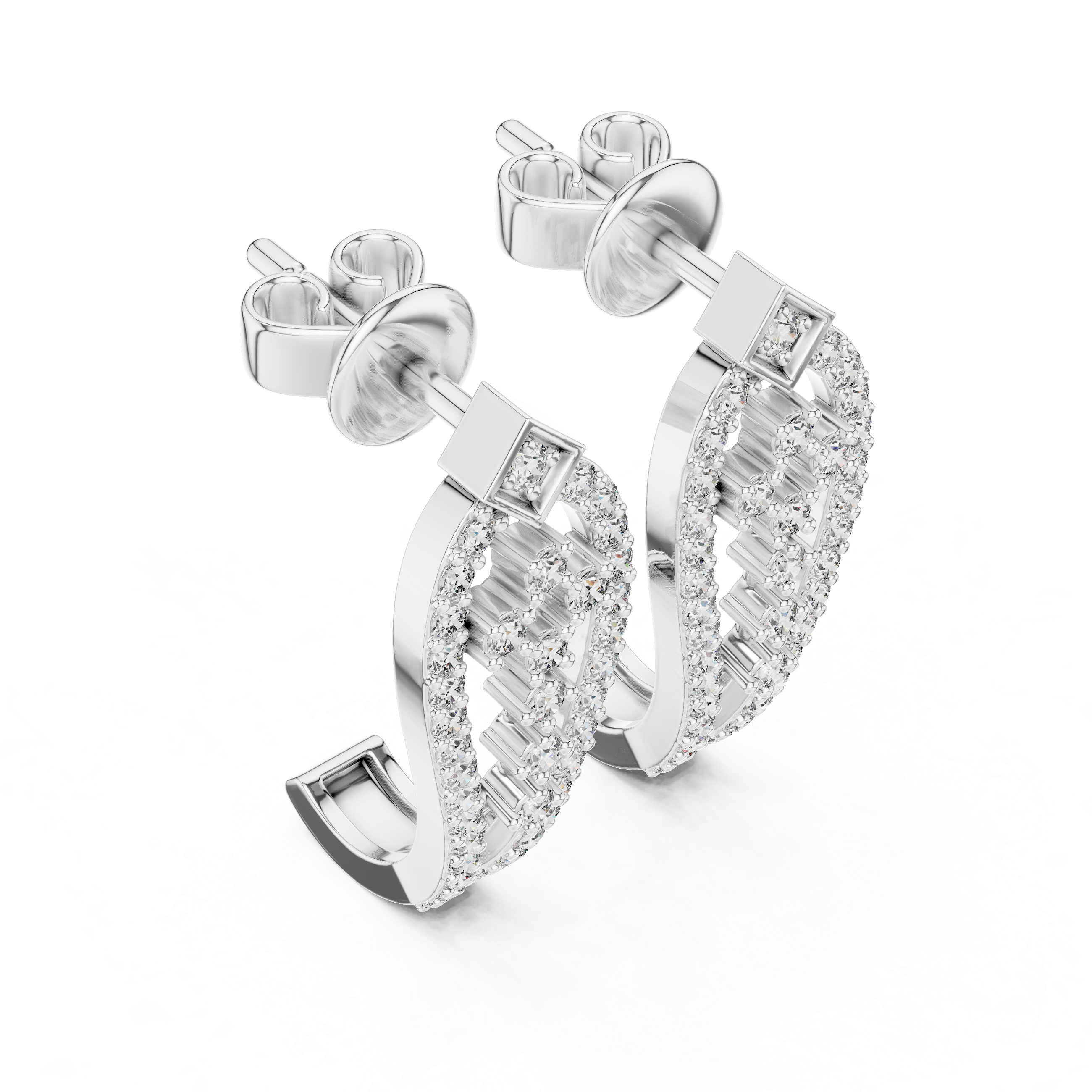 حلقان ألماسية على شكل قطرة دمعة in White Gold - VYKA Diamonds