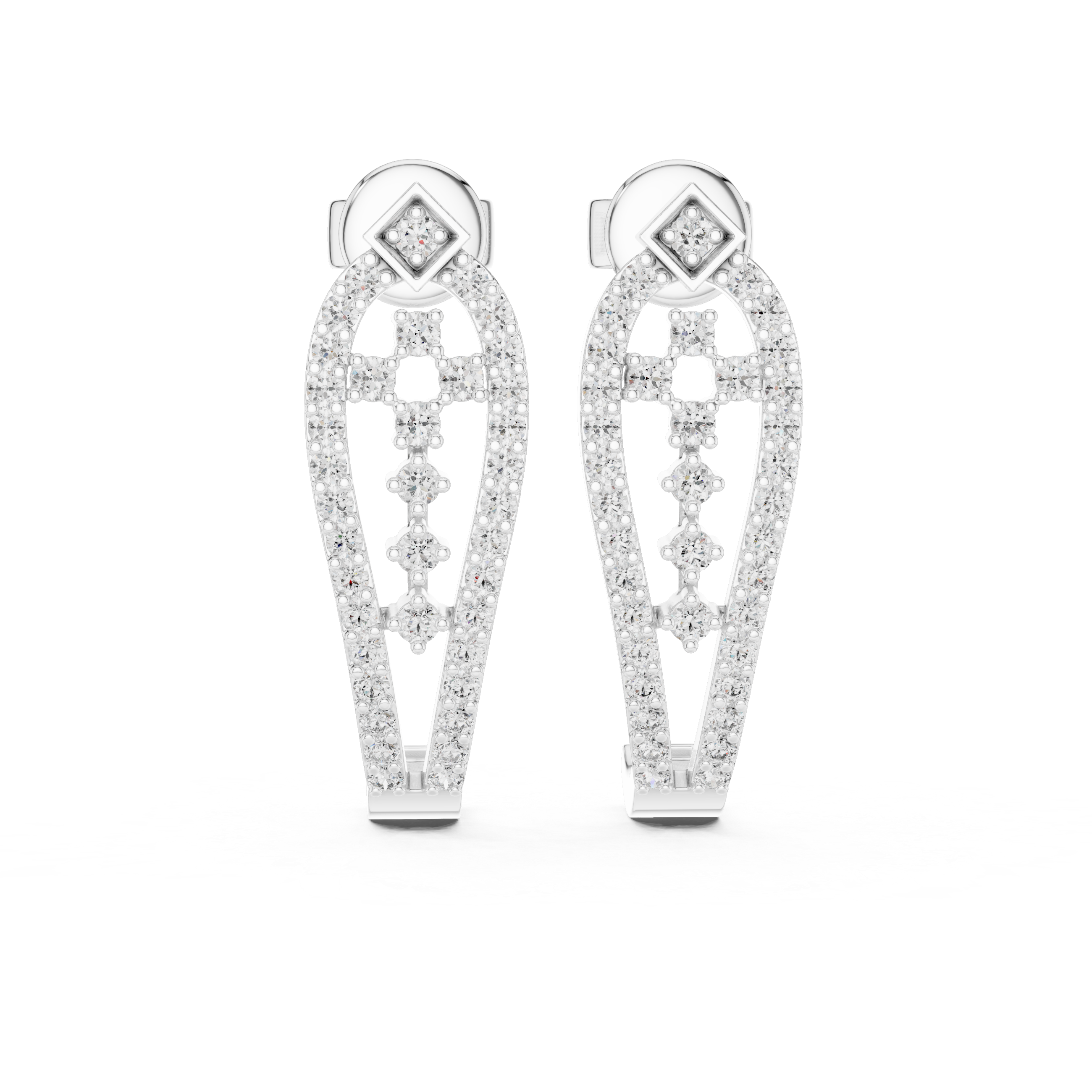 حلقان ألماسية على شكل قطرة دمعة in White Gold - VYKA Diamonds
