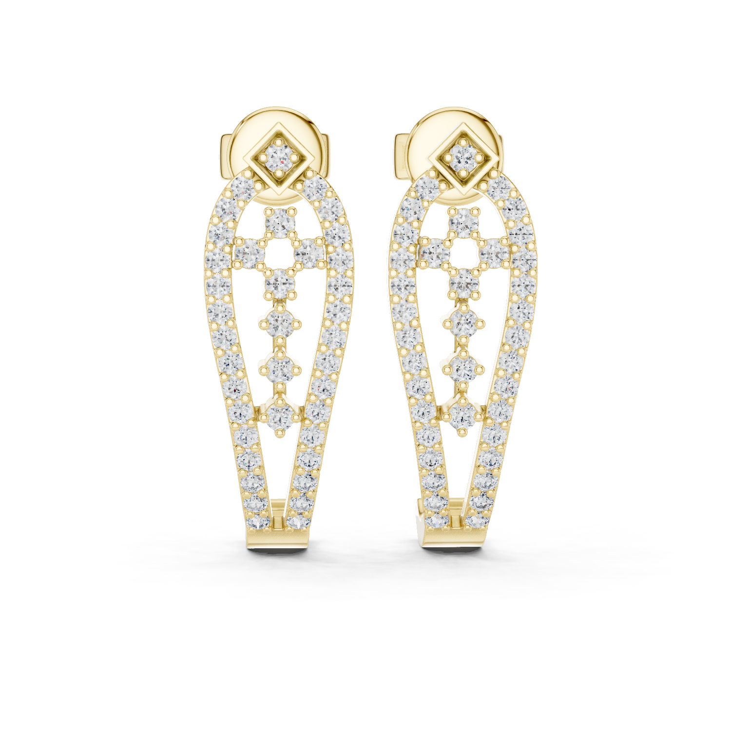 حلقان ألماسية على شكل قطرة دمعة in Yellow Gold - VYKA Diamonds