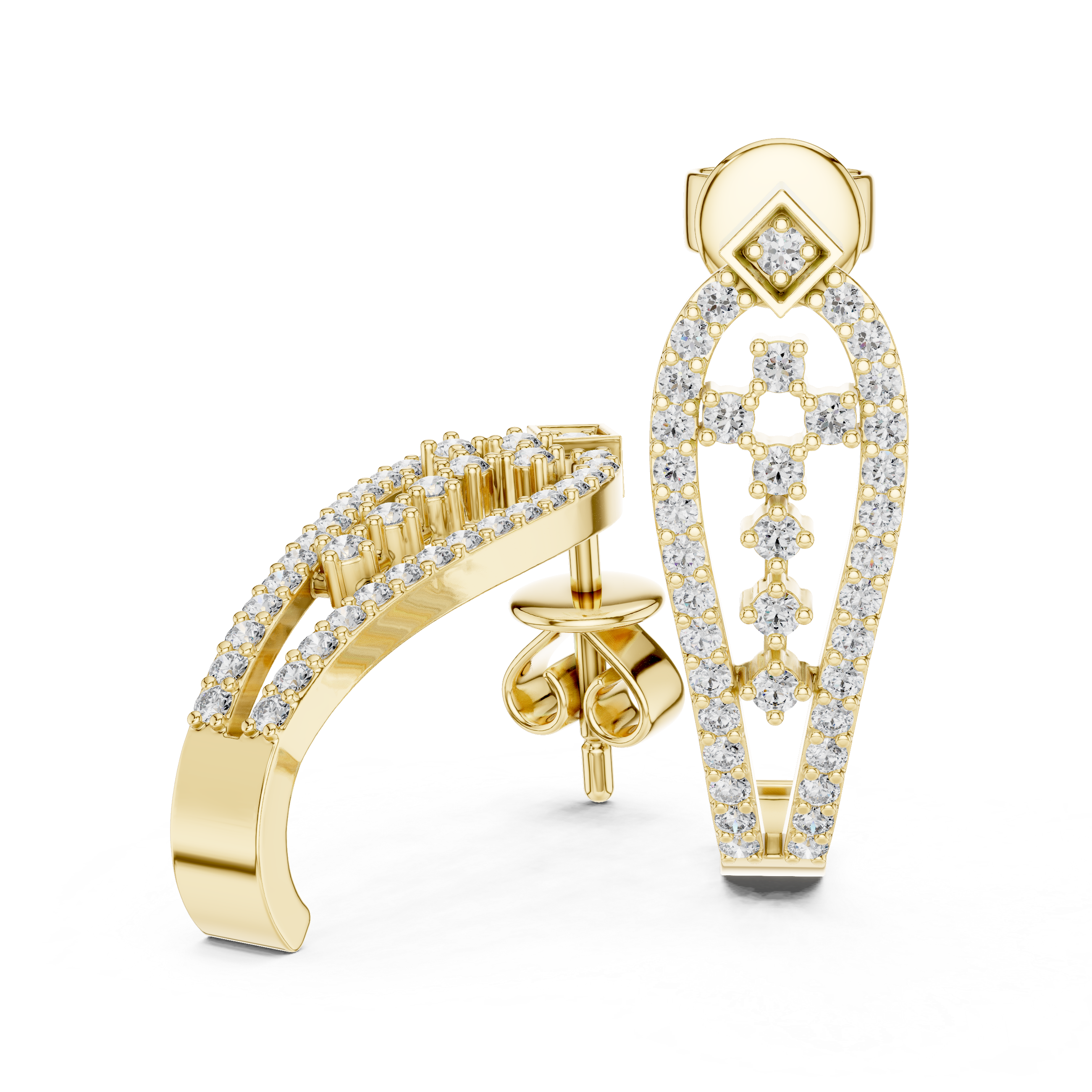 حلقان ألماسية على شكل قطرة دمعة in Yellow Gold - VYKA Diamonds