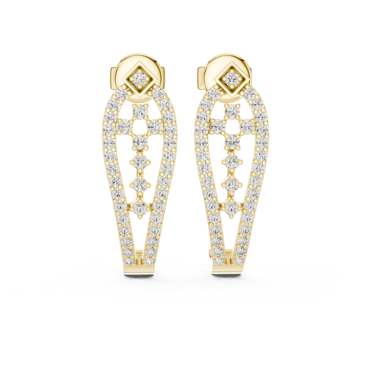 Teardrop Cathedral Diamond Earrings