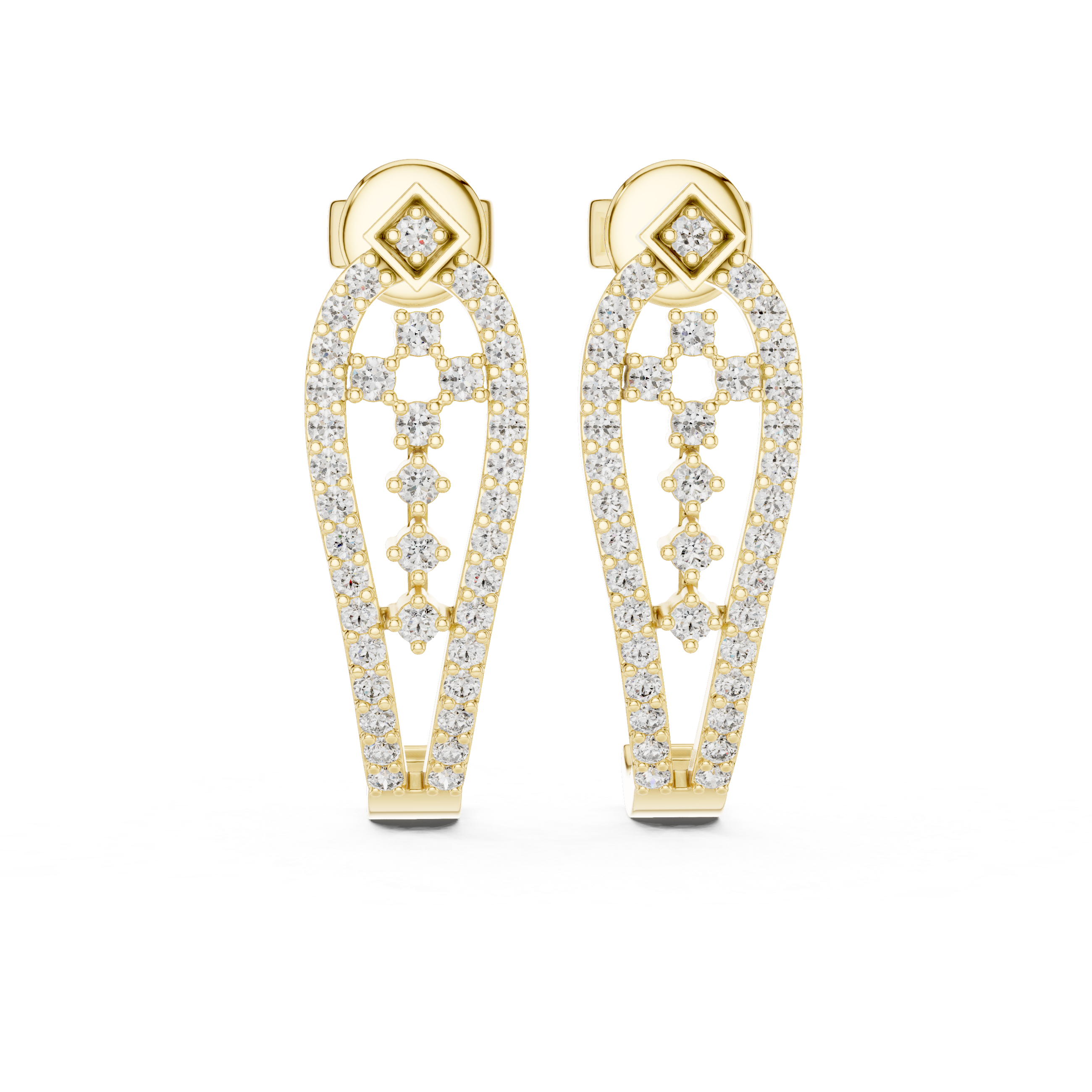حلقان ألماسية على شكل قطرة دمعة in Yellow Gold - VYKA Diamonds