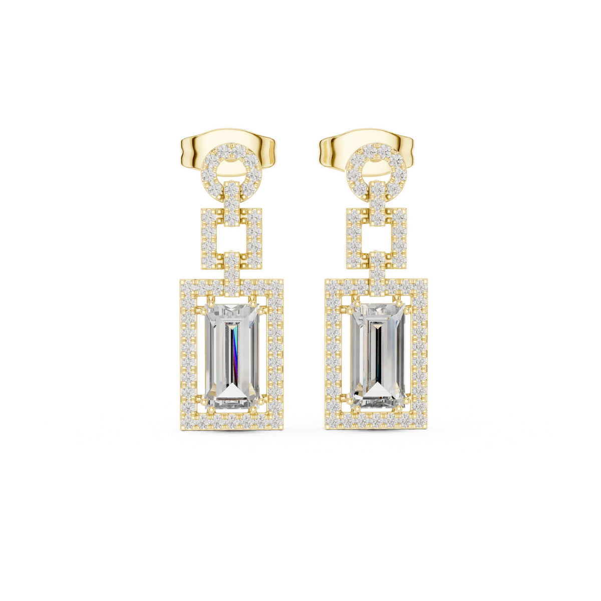 Emerald Pave Frame Drop Earrings