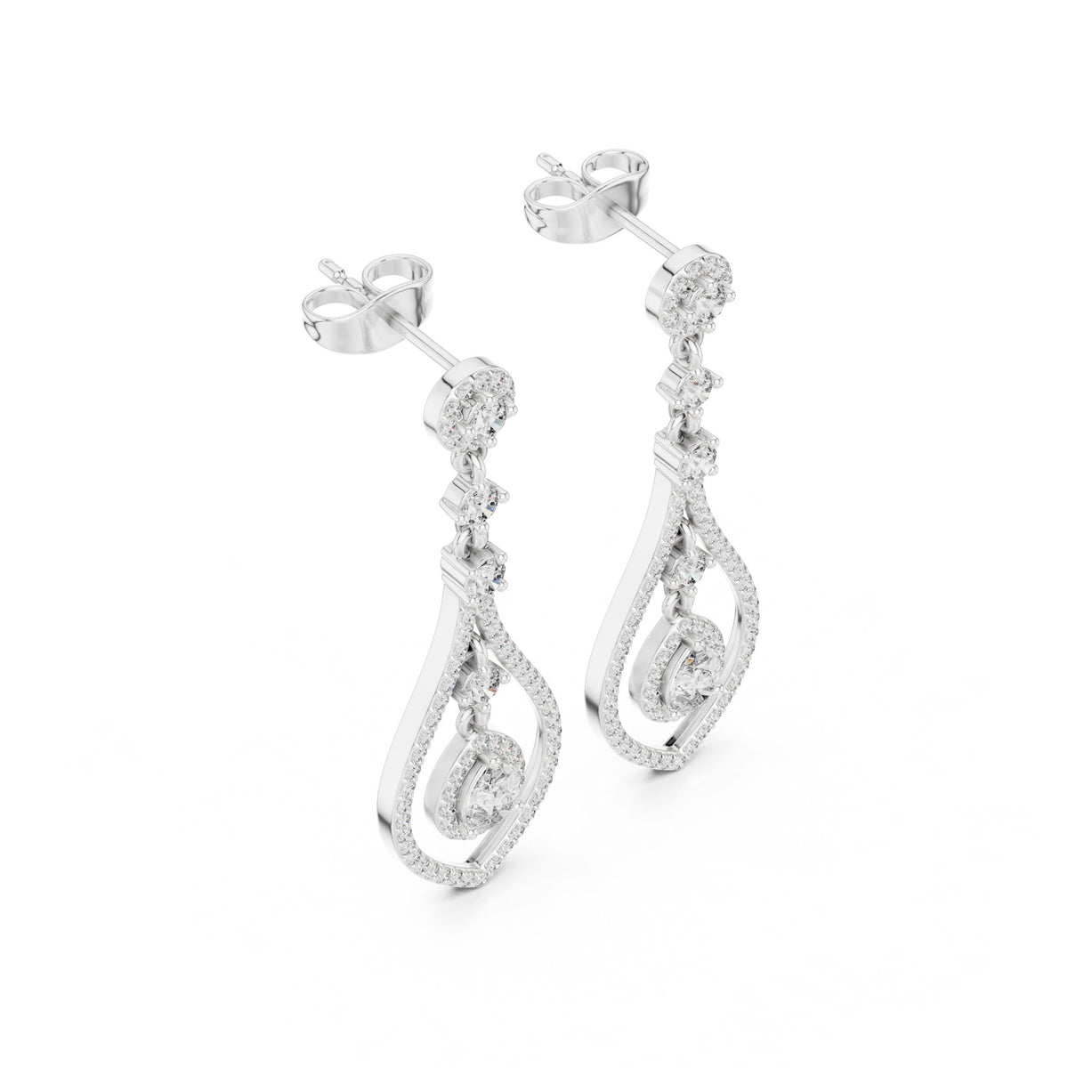 Teardrop Pave Diamond Drop Earrings