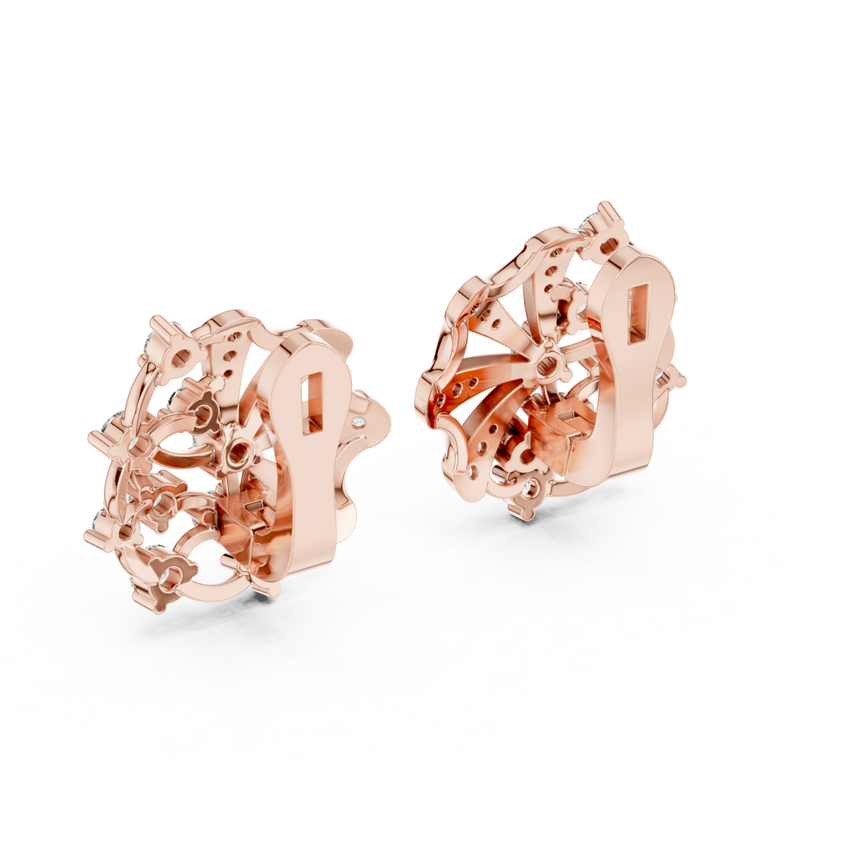 Fan Burst Diamond Earrings in Rose Gold - VYKA Diamonds