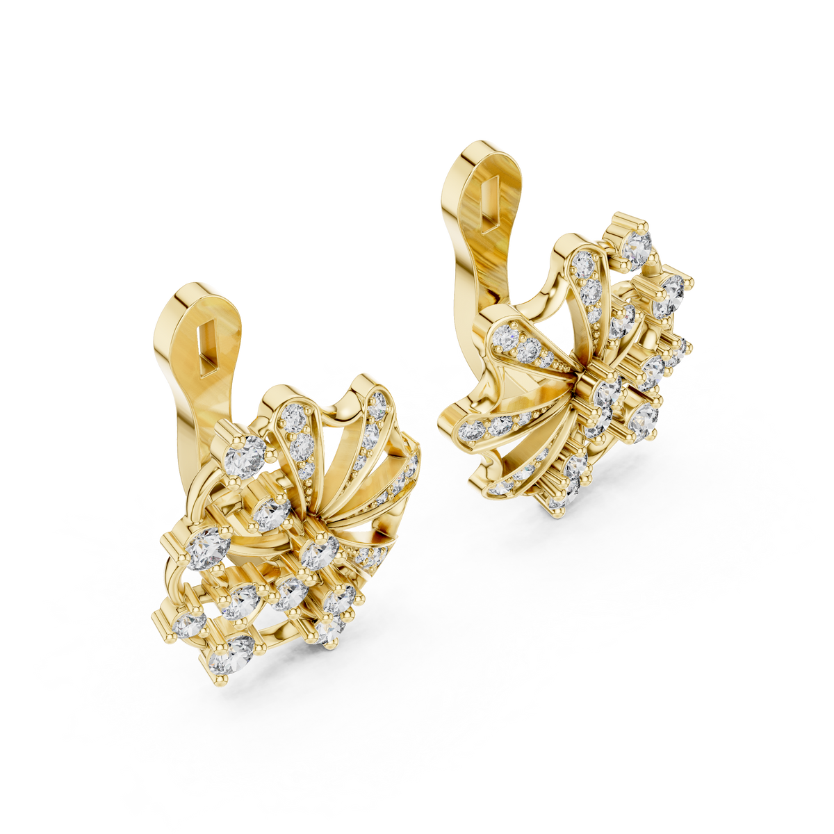 Fan Burst Diamond Earrings