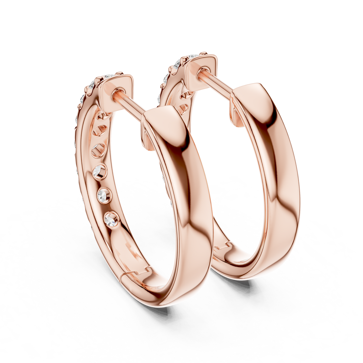 أقراط حلقية صغيرة كلاسيكية بالألماس in Rose Gold - VYKA Diamonds
