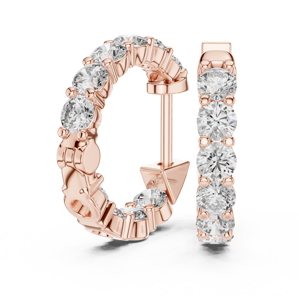 أقراط حلقية بألماس متدرّج in Rose Gold - VYKA Diamonds