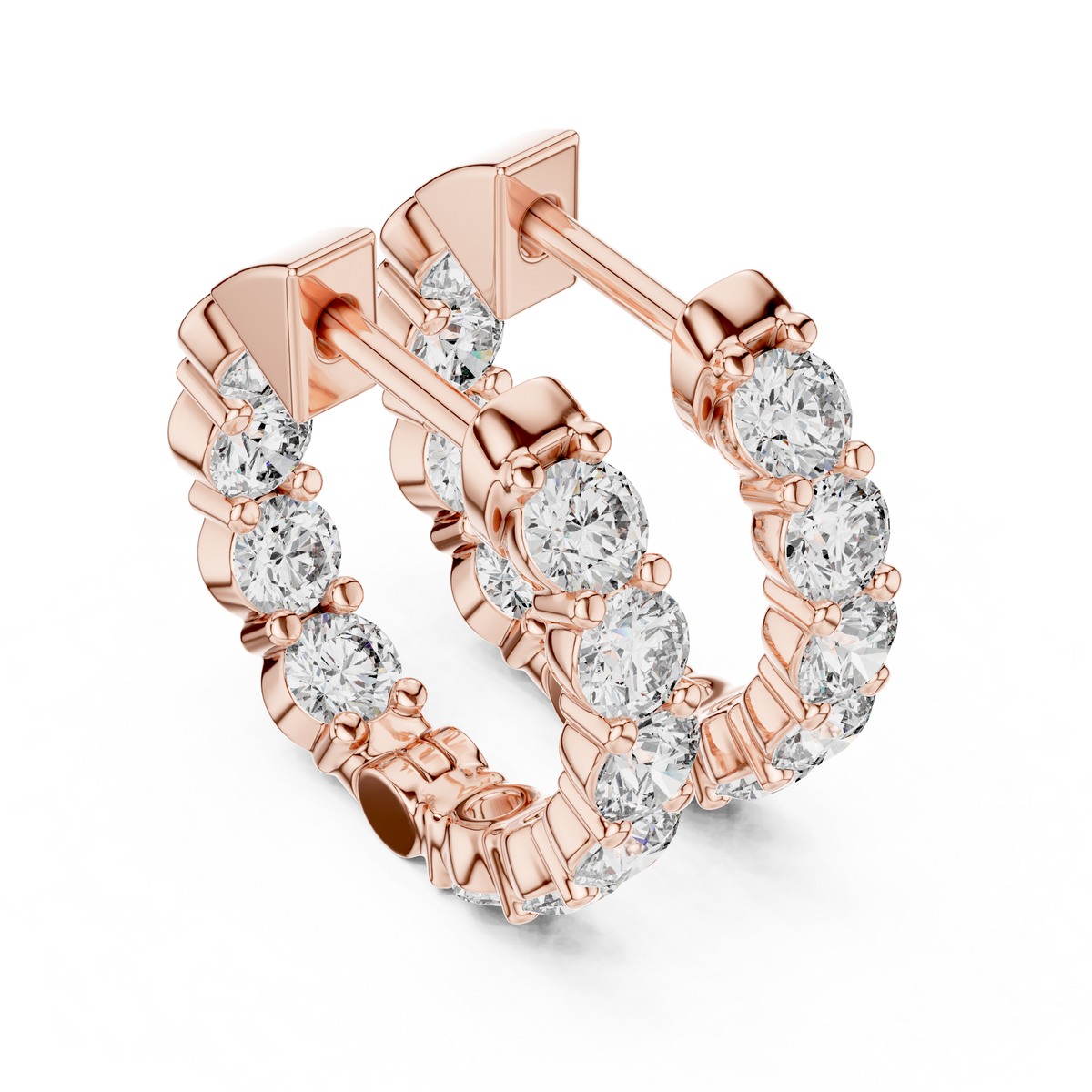 Graduated Diamond Hoop Earrings