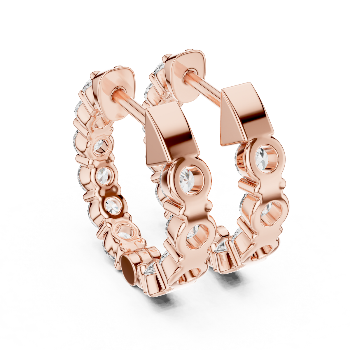 Graduated Diamond Hoop Earrings