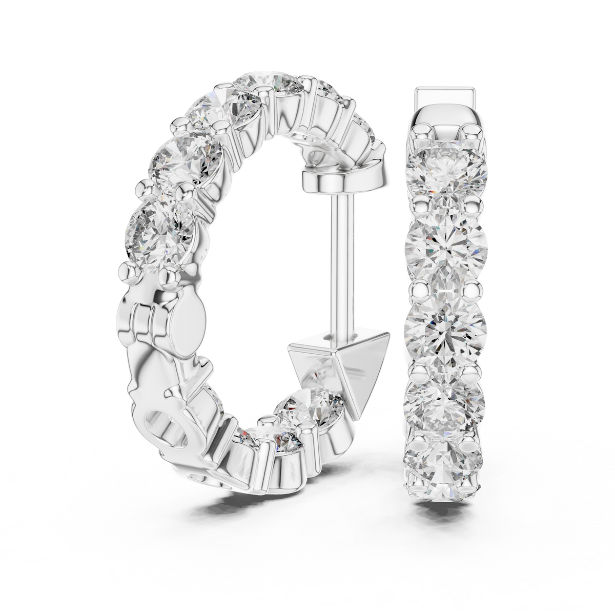 Graduated Diamond Hoop Earrings