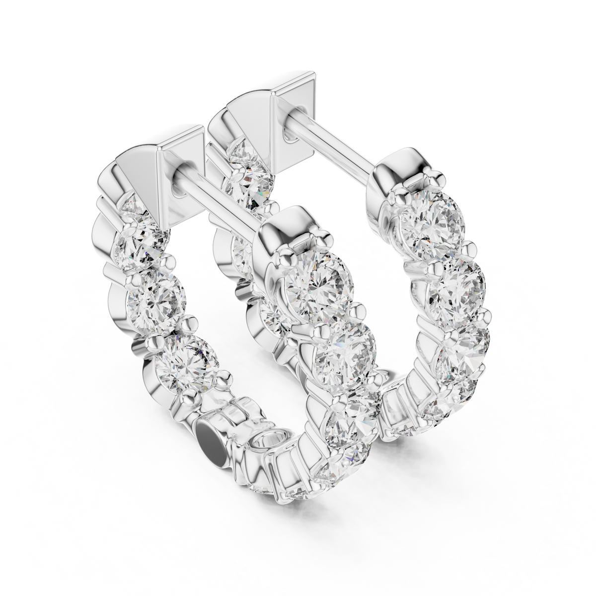 Graduated Diamond Hoop Earrings
