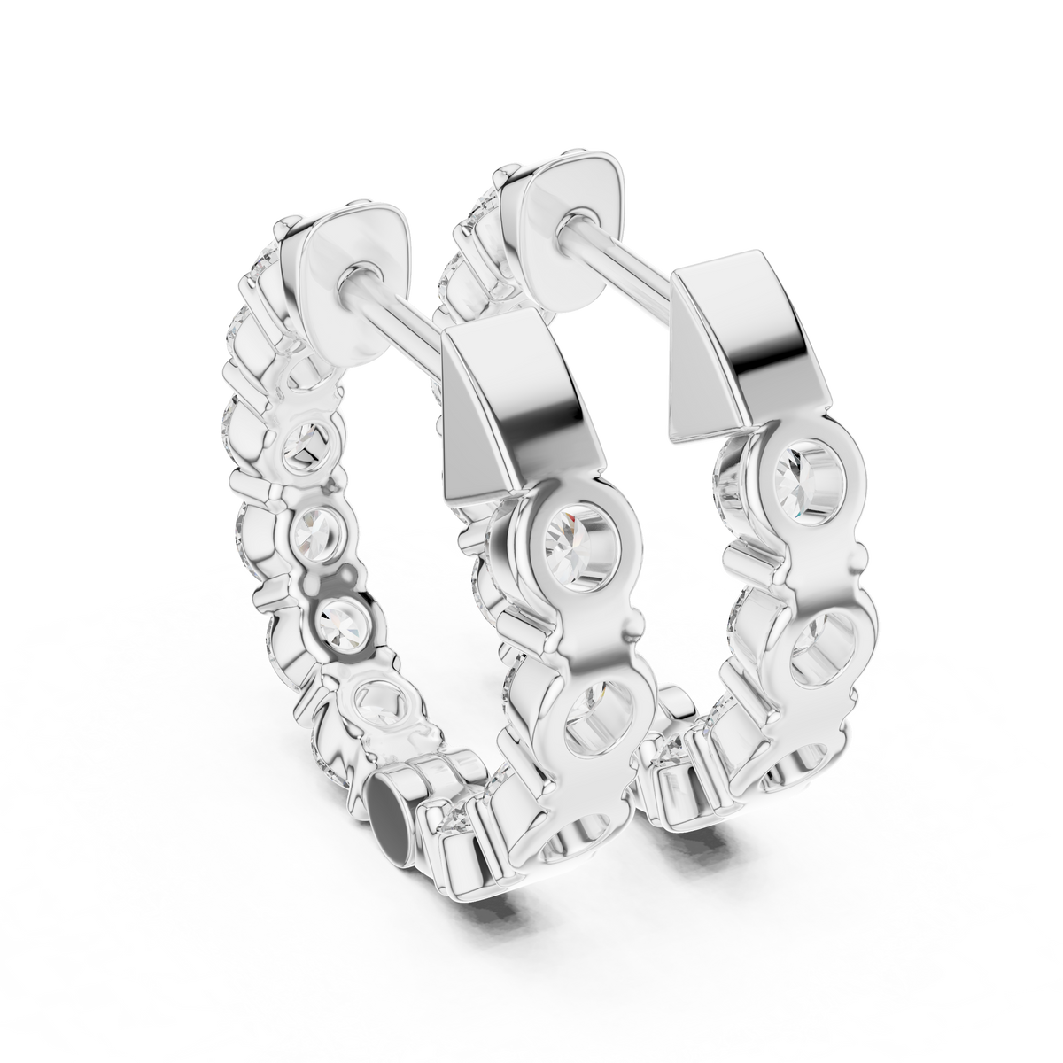 Graduated Diamond Hoop Earrings