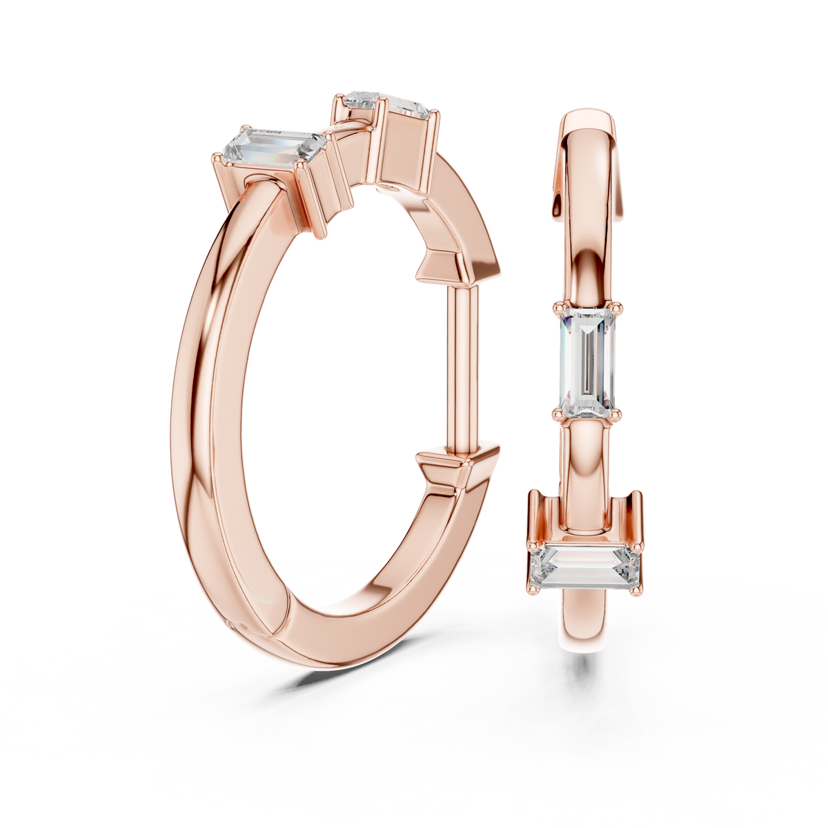 Baguette Diamond Huggie Earrings